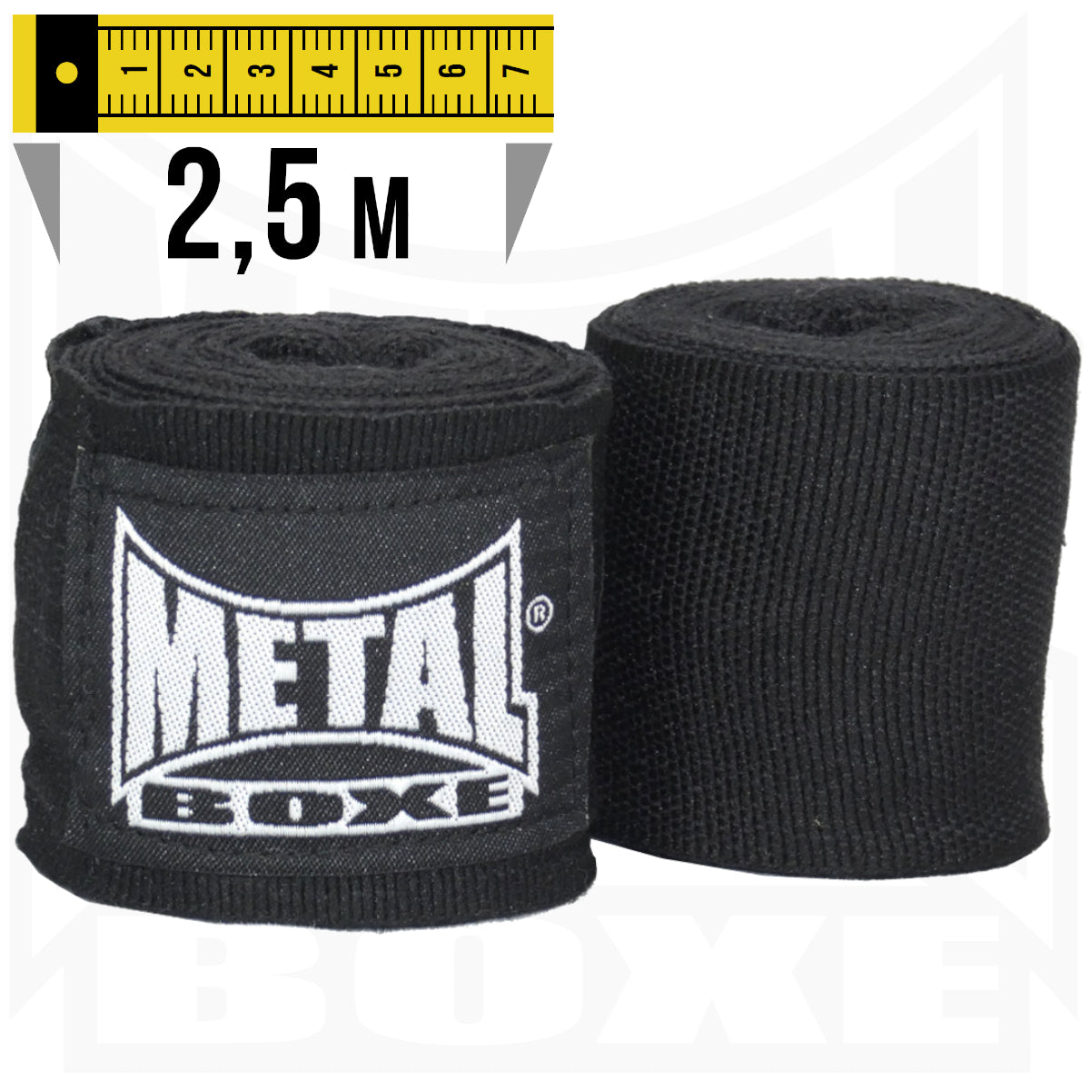 Bandages de Boxe Metal Boxe – Noir – 2,5 m