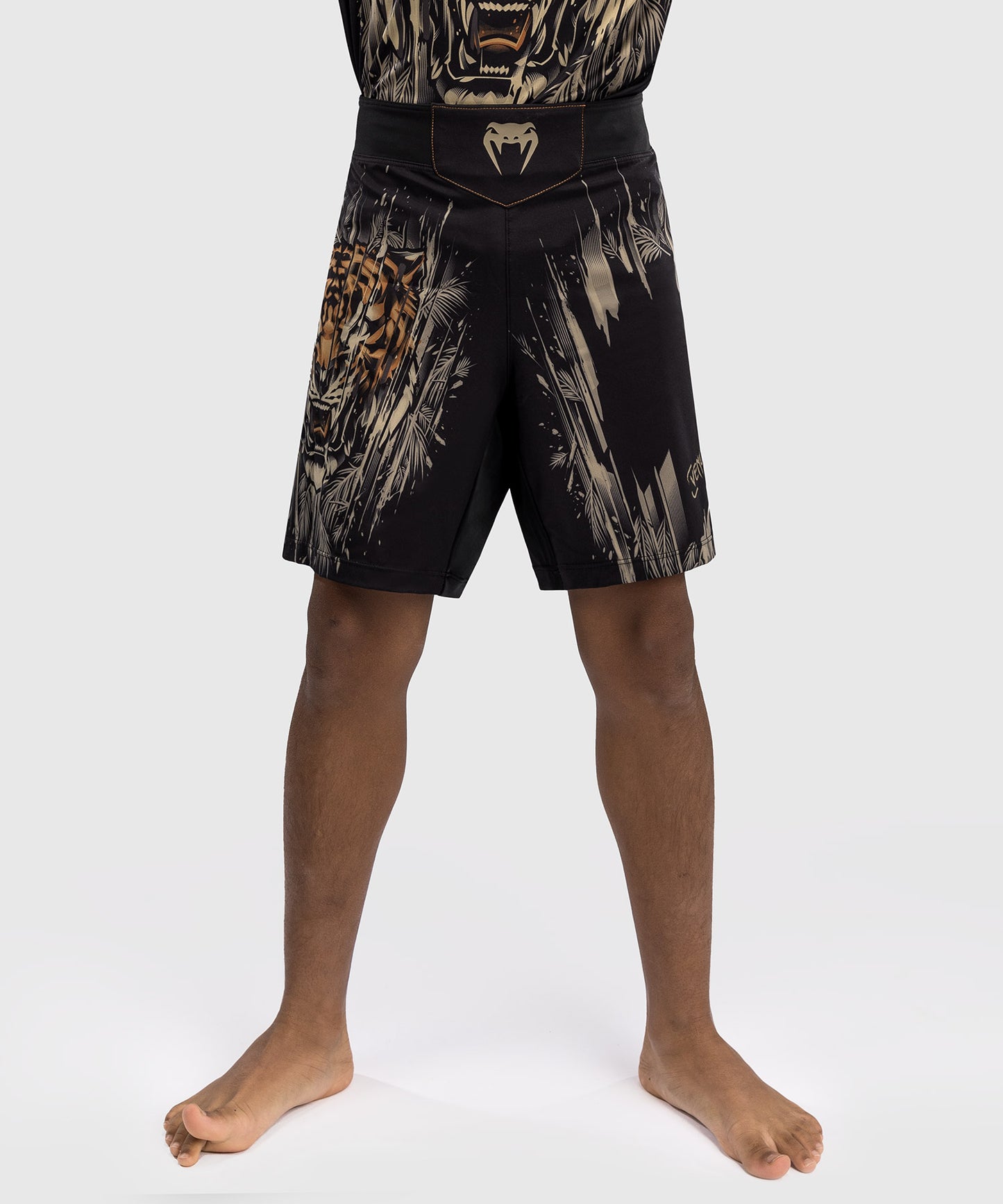 Short de Combat Venum Tiger pour Enfants - Noir/Orange Néon