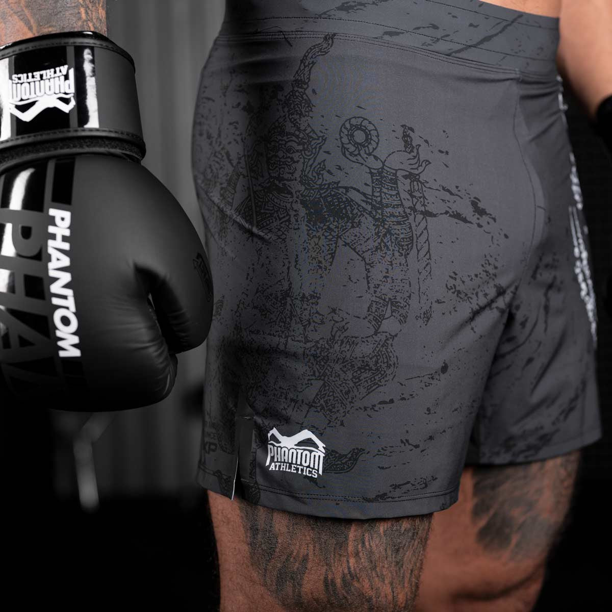 Fightshort Phantom Athletics Flex-S Muay Thai - Schwarz