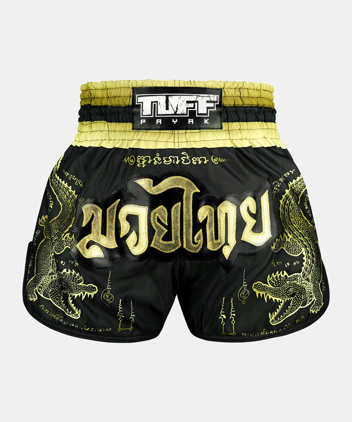 Tuff Payak Chalawan Yantra Muay Thai Shorts - Schwarz