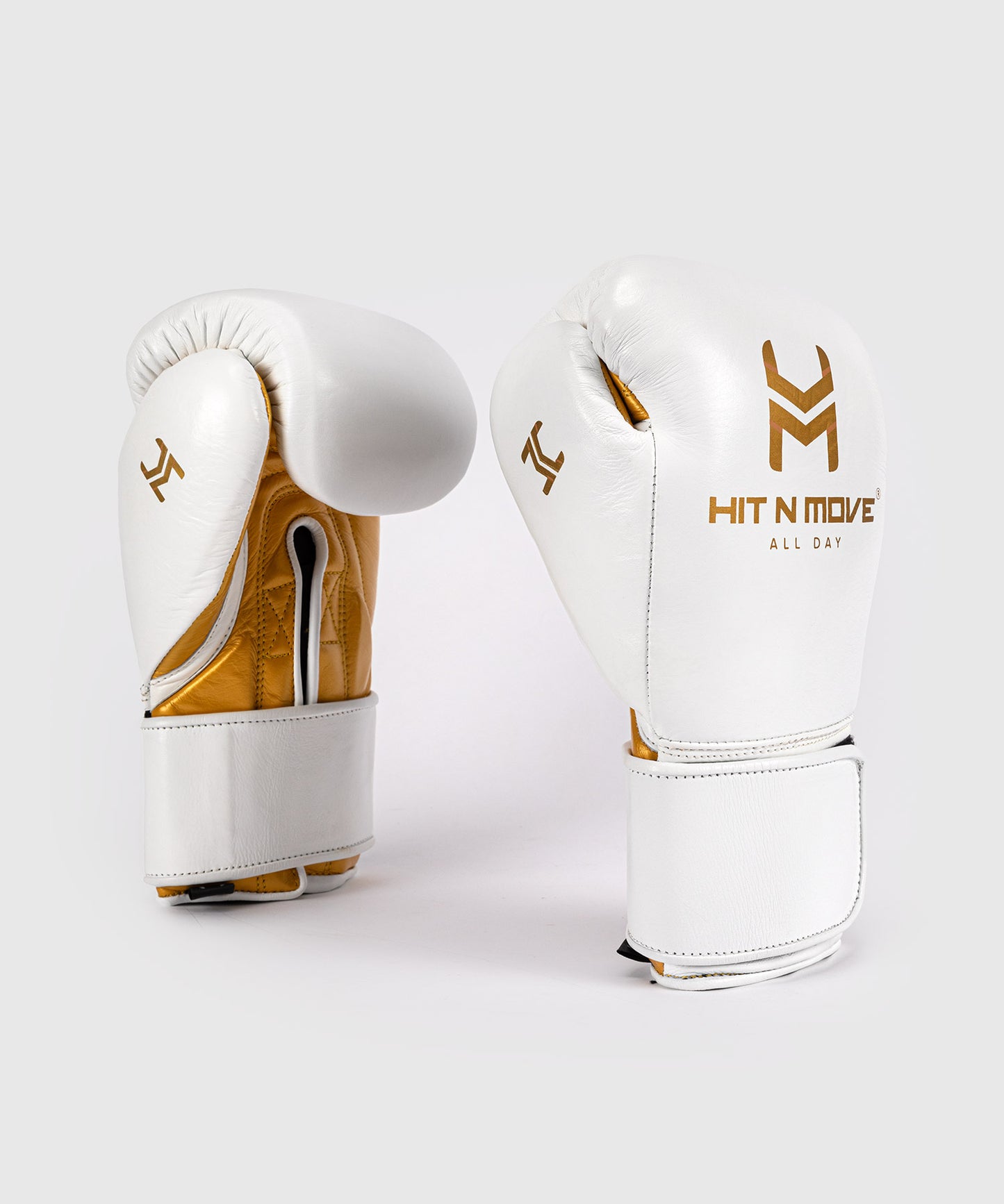 Hit N Move All Day® Pro Agility Guantes de Boxeo - Blanco/Oro