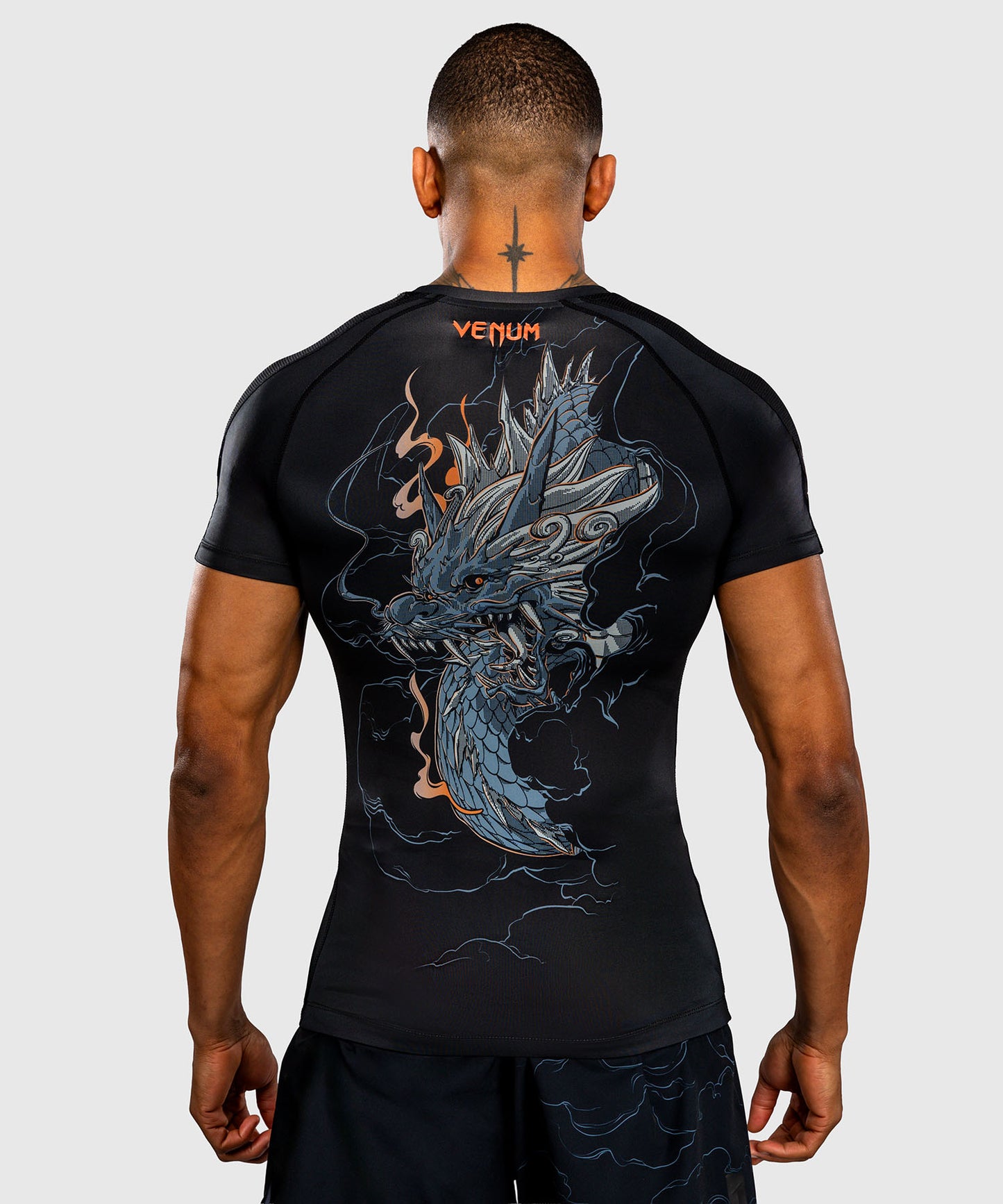 Venum Thunder Dragon Rashguard Manga Corta – Negro/Gris/Cobre