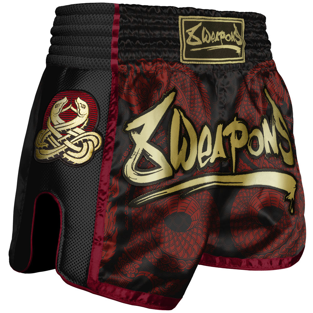 Muay Thai Short 8 Weapons Super Mesh Naga Black - Red