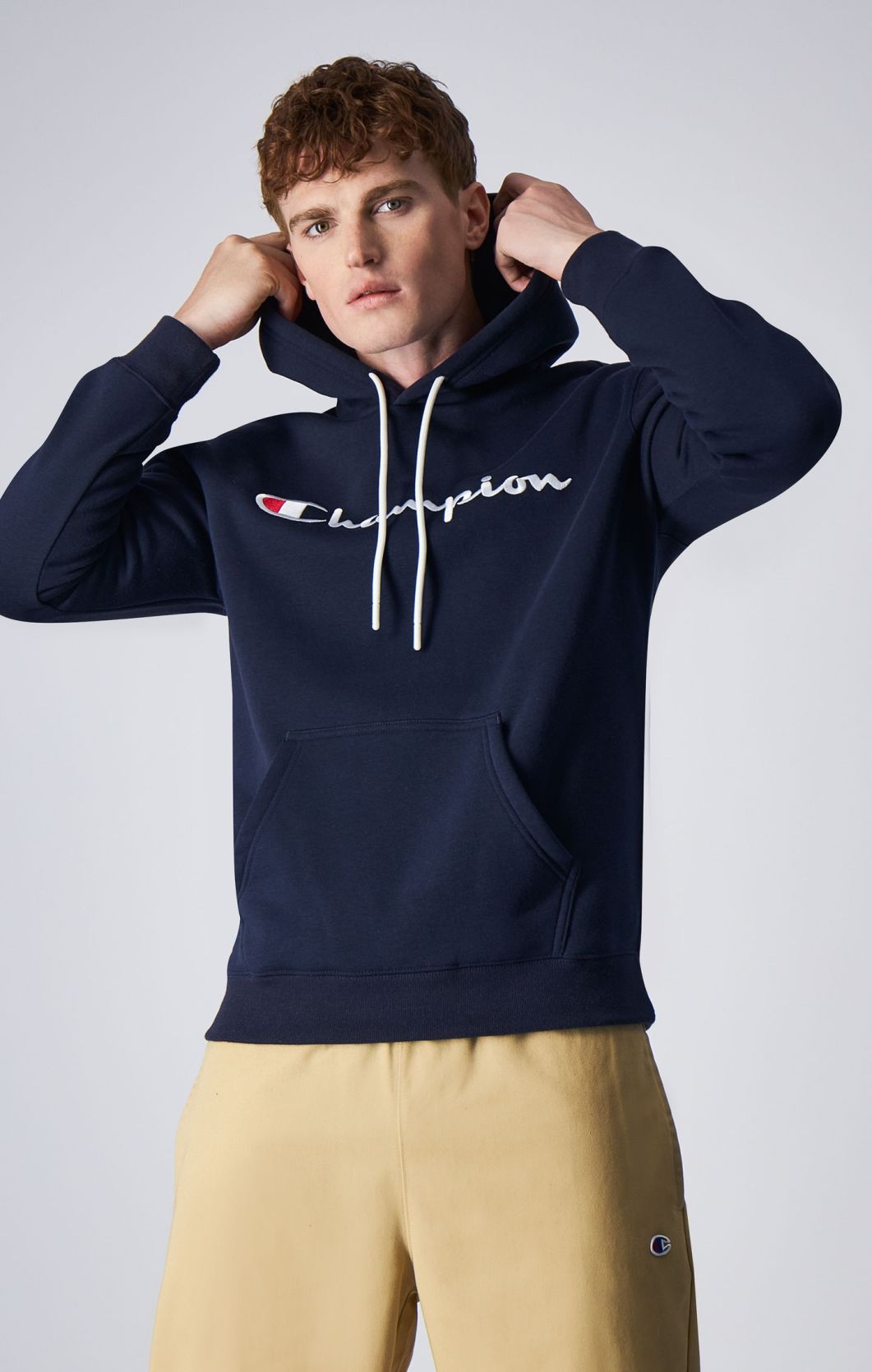 Kapuzen-Sweatshirt Champion Legacy Logo Stickerei - Marineblau