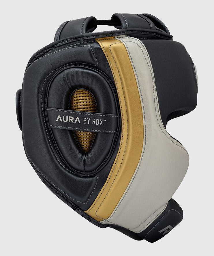 Casque de boxe RDX Sports Aura T-17 - Noir/Blanc/Or