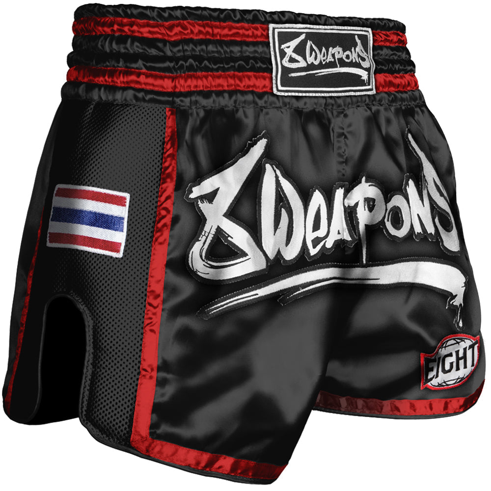 Short de Muay Thai 8 Weapons Super Mesh - Noir/Rouge