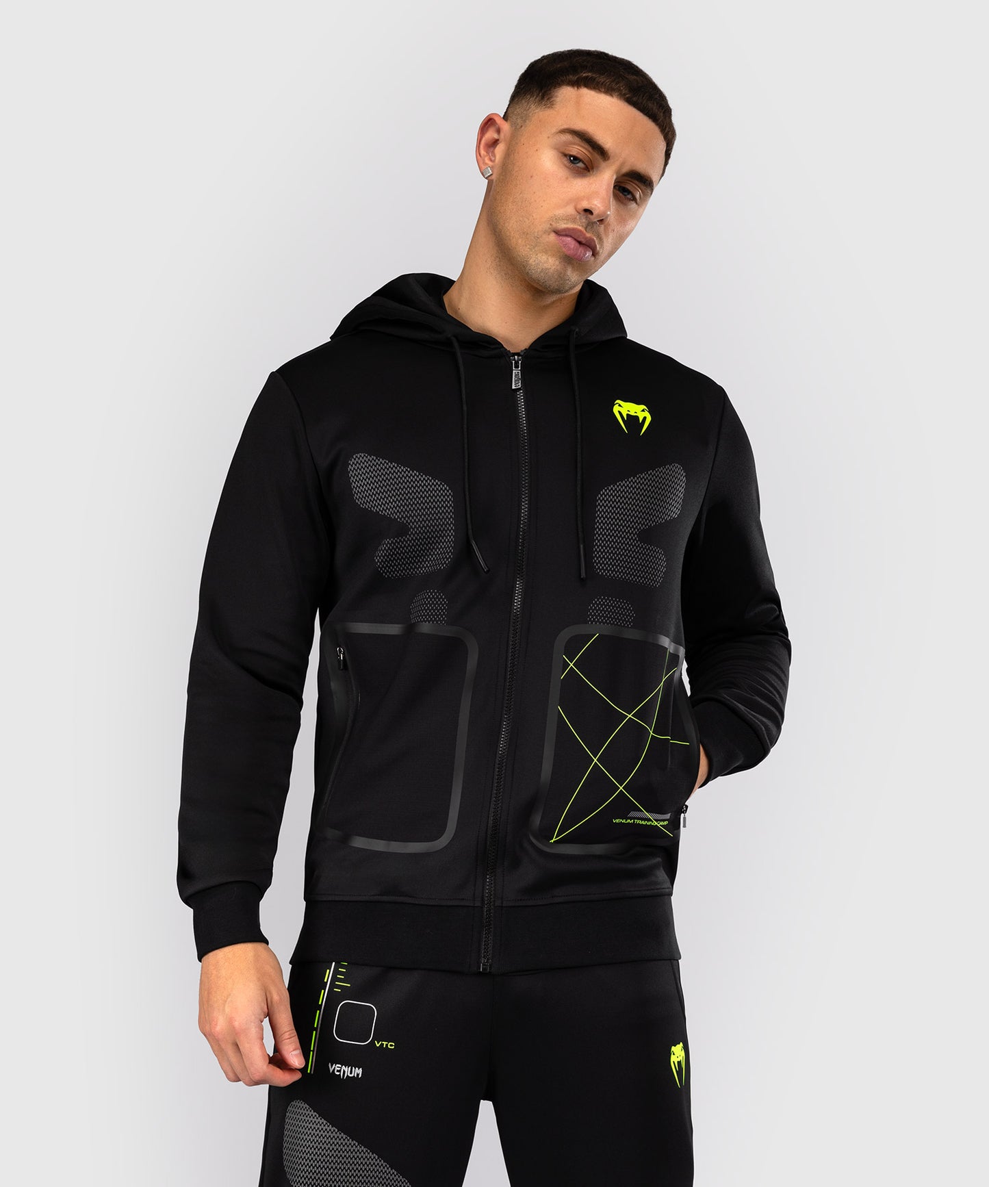 Venum Training Camp 4.0 Hooded Zipper - Schwarz/Grün Fluo