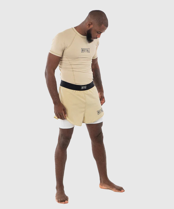 Rashguard Manches Courtes Metal Boxe Performance - Beige