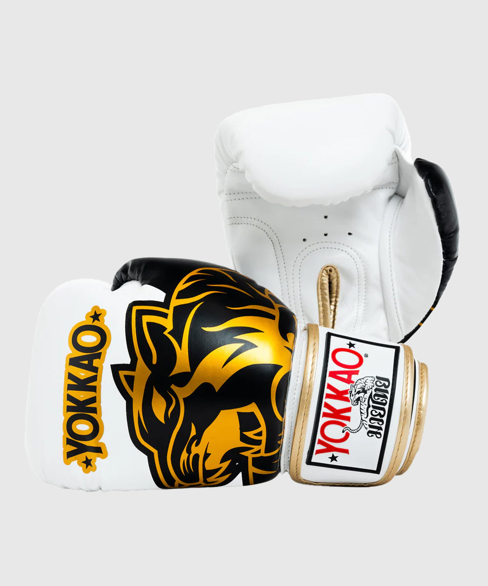 Yokkao Original Gold Boxing Gloves - White