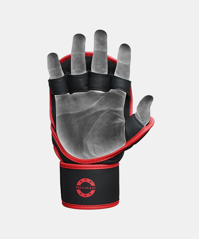 RDX F6 Kara Guantes de Sparring MMA - Negro/Rojo