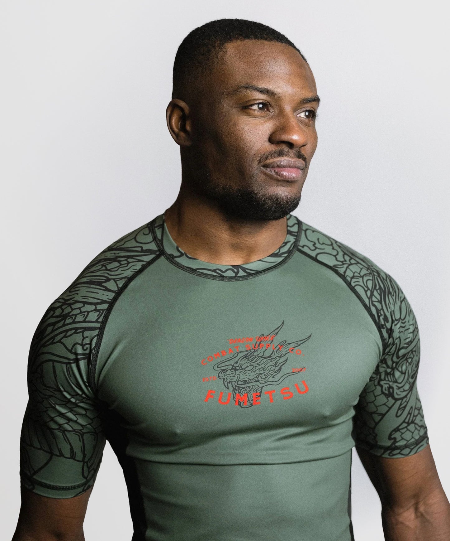 Fumetsu Dragon Slayer Short Sleeve Rashguard - Khaki/Orange