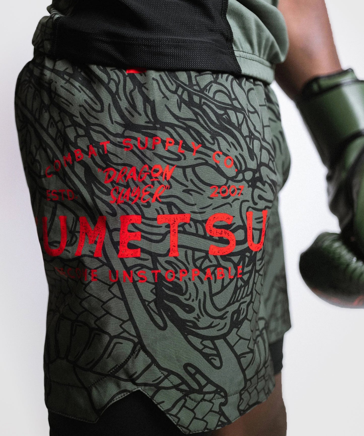 Fightshort Fumetsu Dual Layer Dragon Slayer - Khaki/Orange