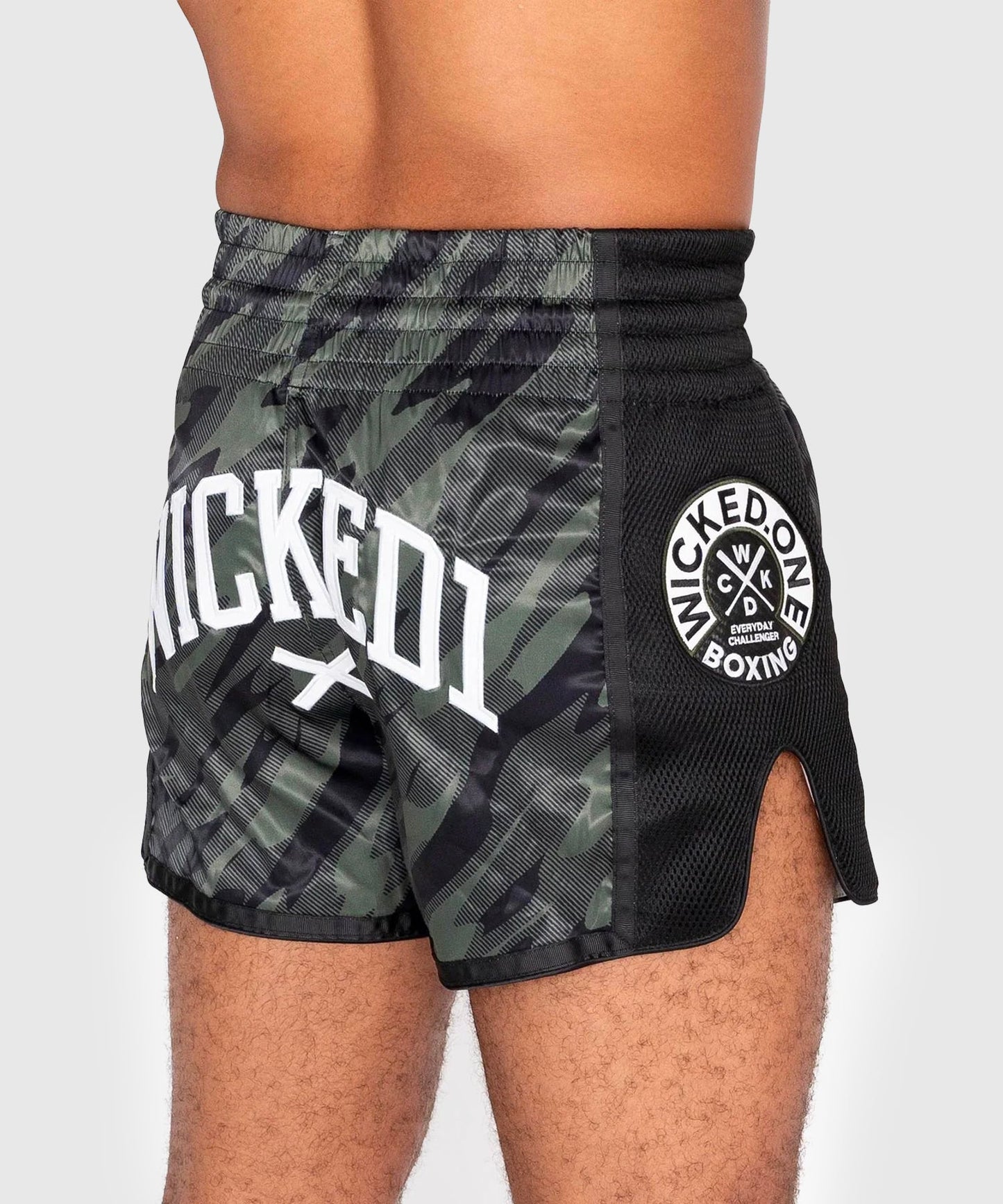 Wicked One Fury Pantalones de Muay Thai - Negro/Caqui