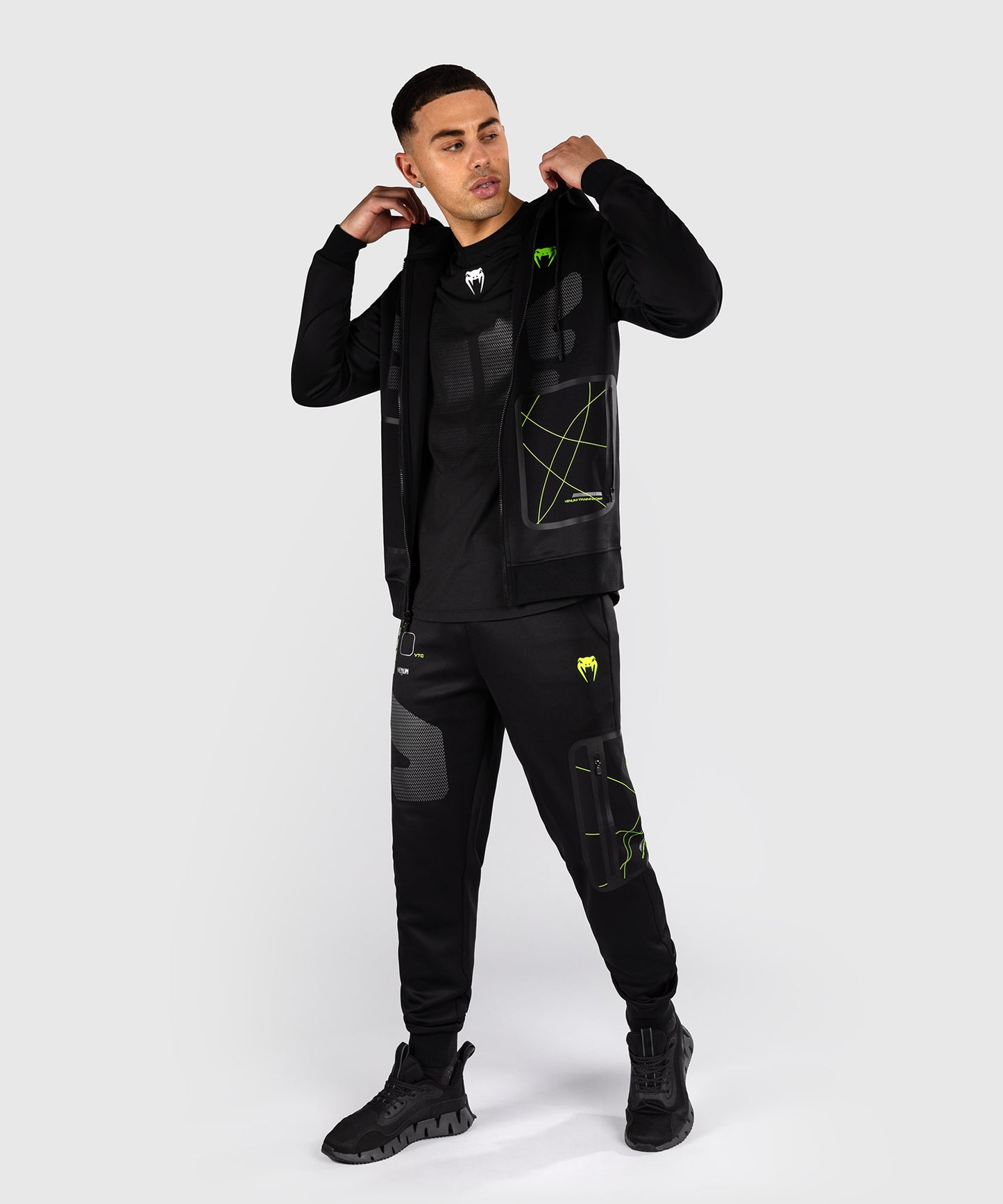 Venum Training Camp 4.0 Hooded Zipper - Schwarz/Grün Fluo