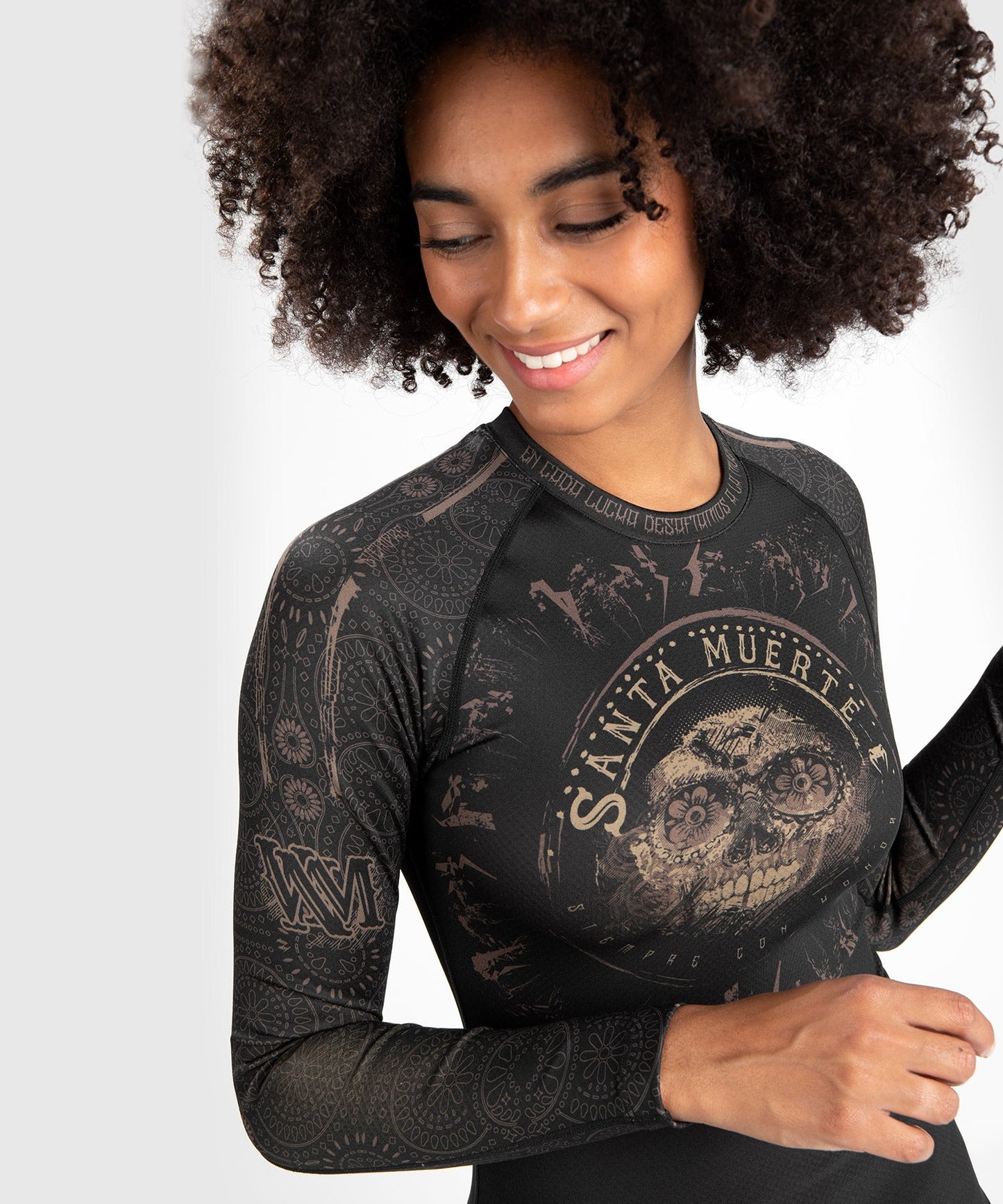 Santa Muerte Dark Side Women's Rashguard Venum - Long Sleeve - Black/Brown