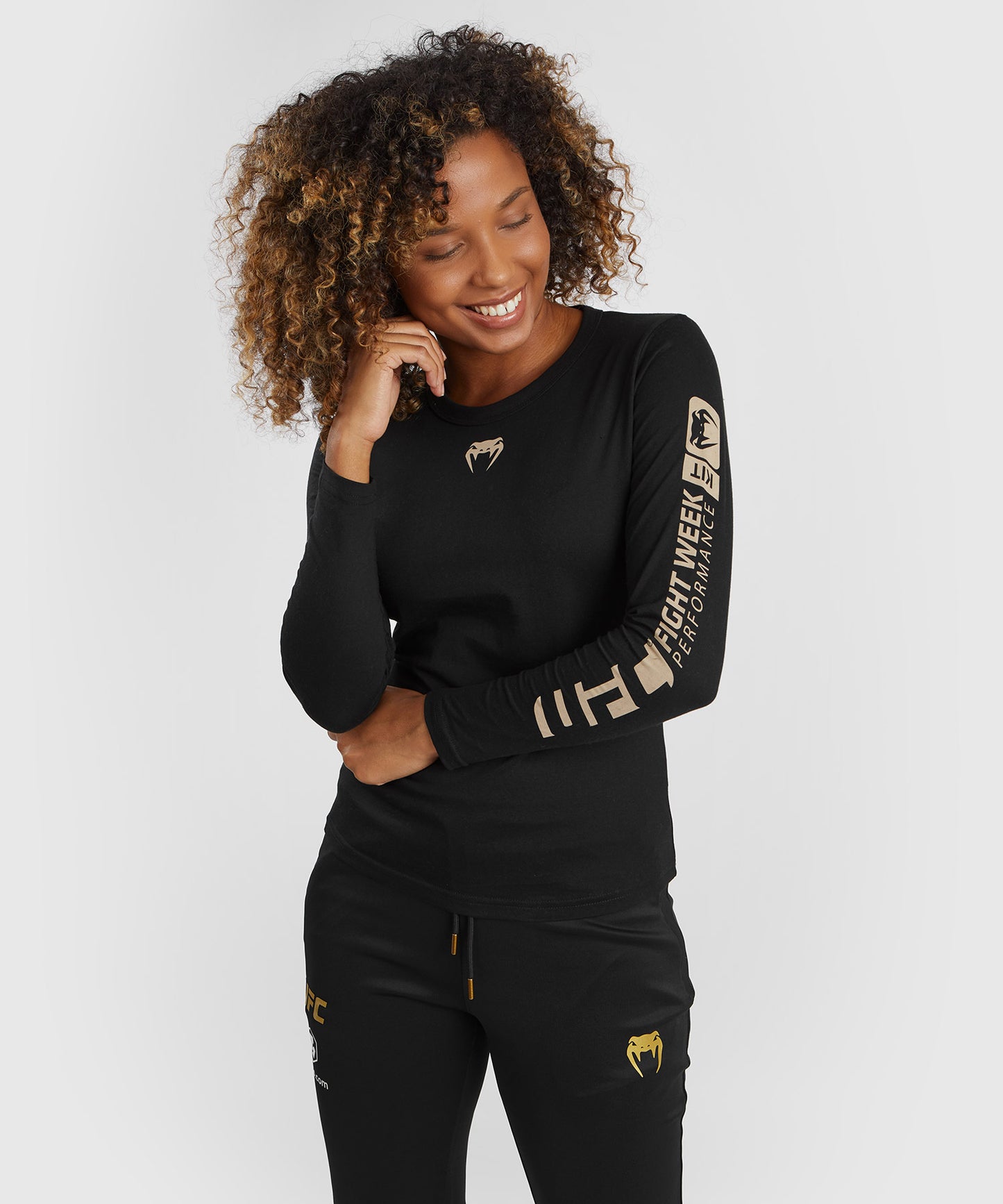 T-shirt à manches longues en coton pour Femmes UFC Adrenaline by Venum Fight Week - Noir
