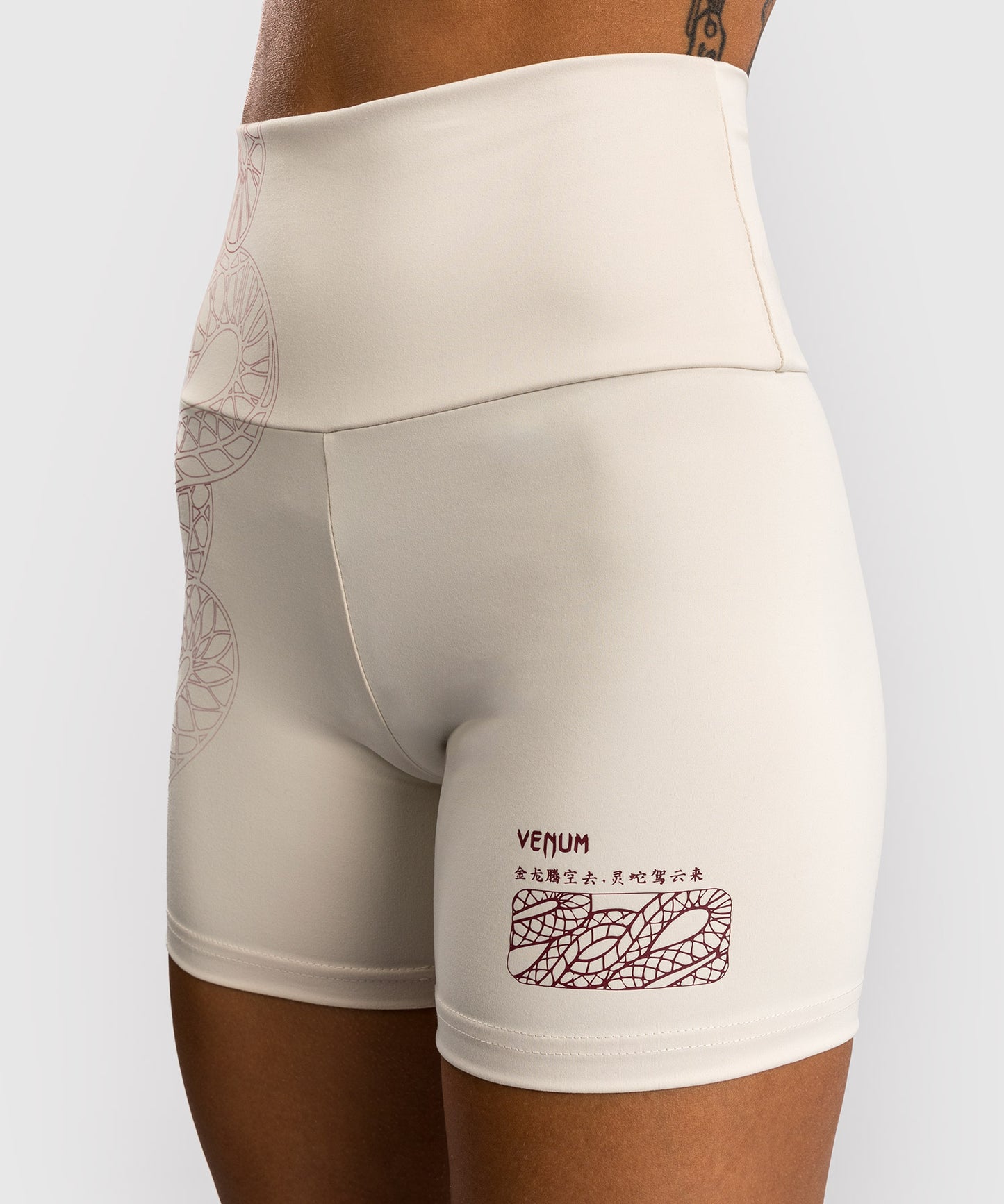 Short de Compression pour Femmes Venum Serpenti – Ivoire/Bordeaux