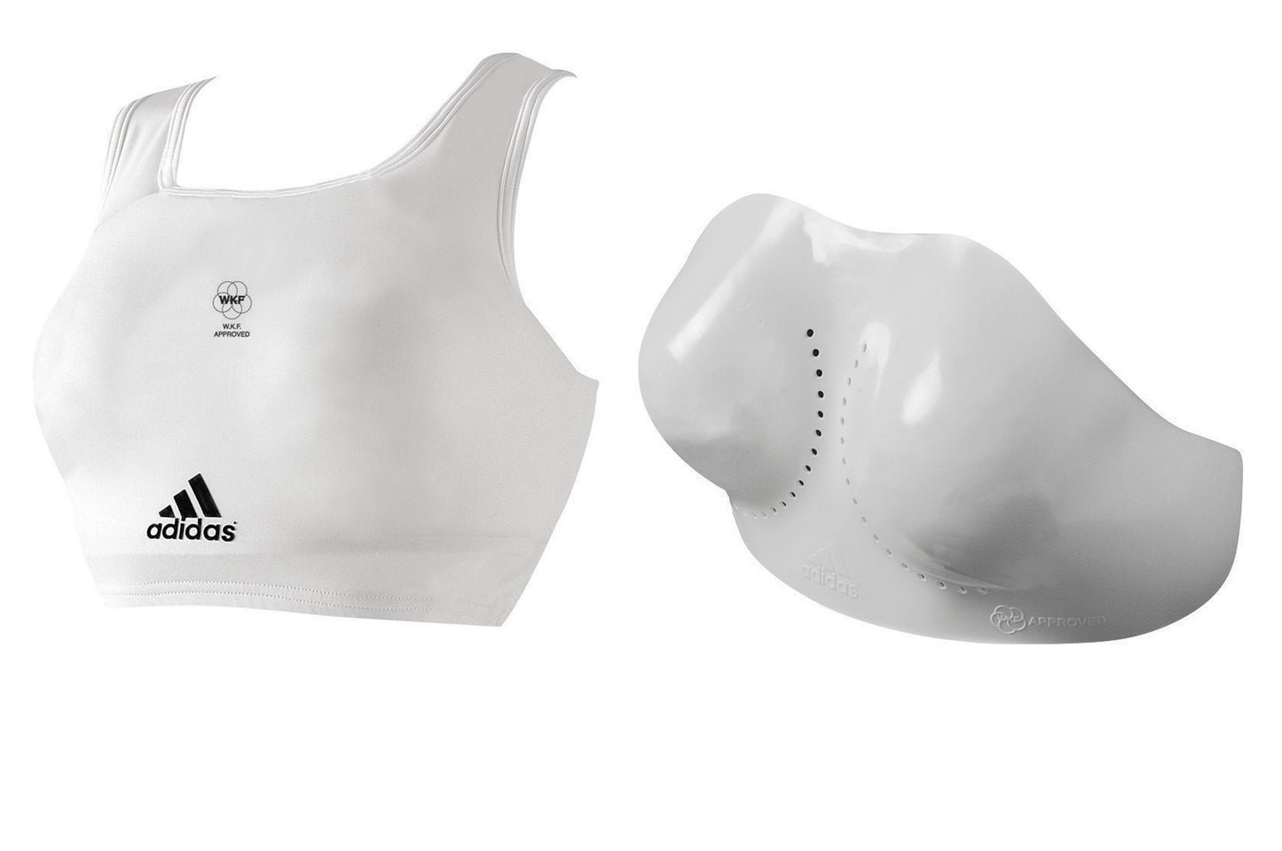 Brassière + Protège-poitrine Adidas - Approuvé WKF - Blanc