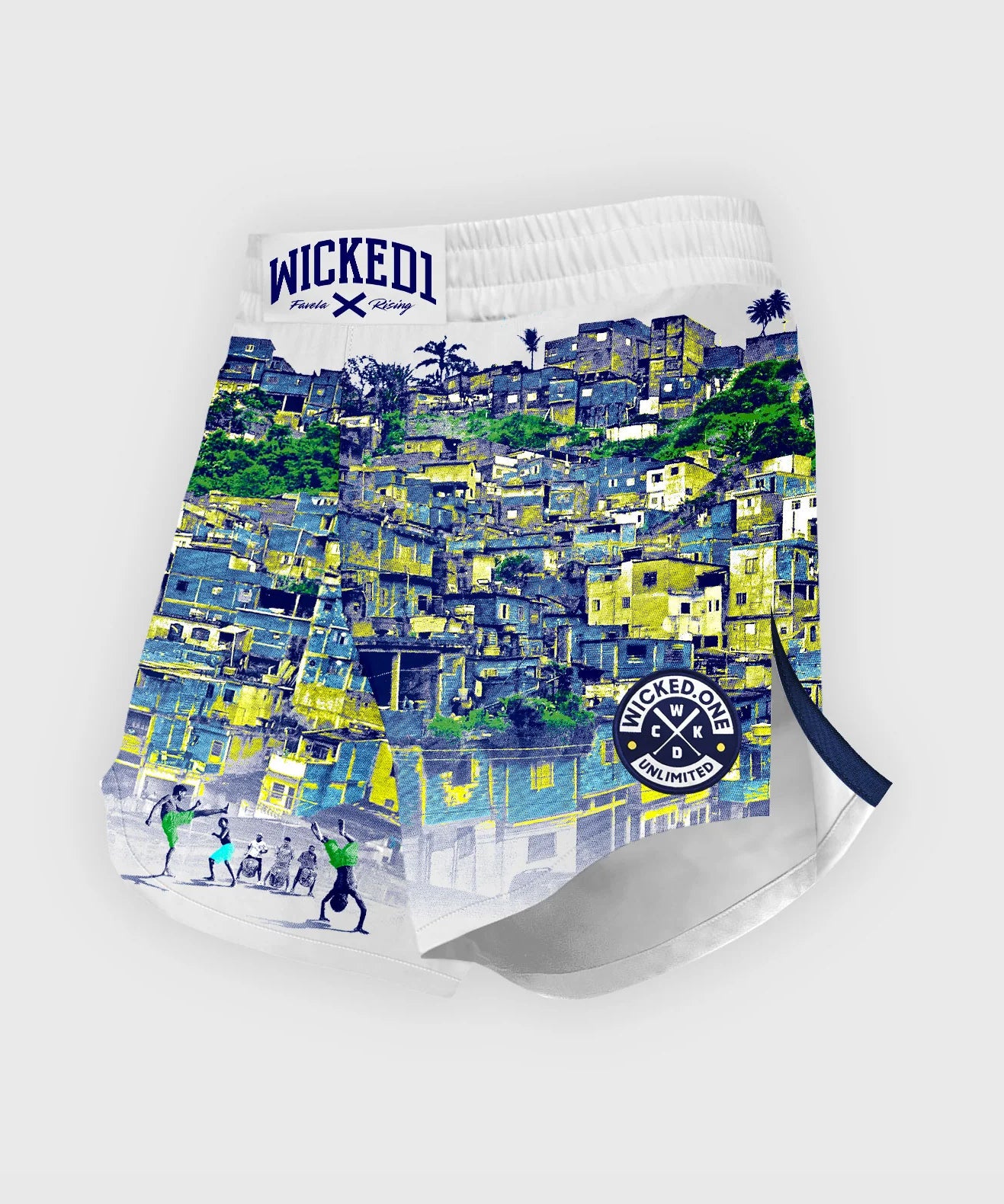 Fightshort Wicked One Element Favela Rising - Blanc