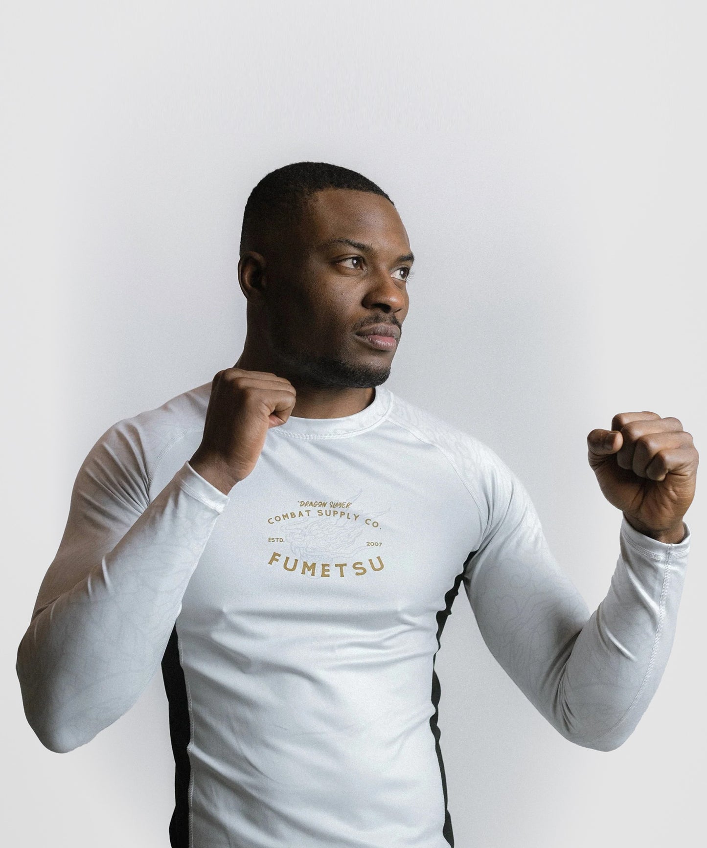 Fumetsu Dragon Slayer Long Sleeve Rashguard - White/Gold