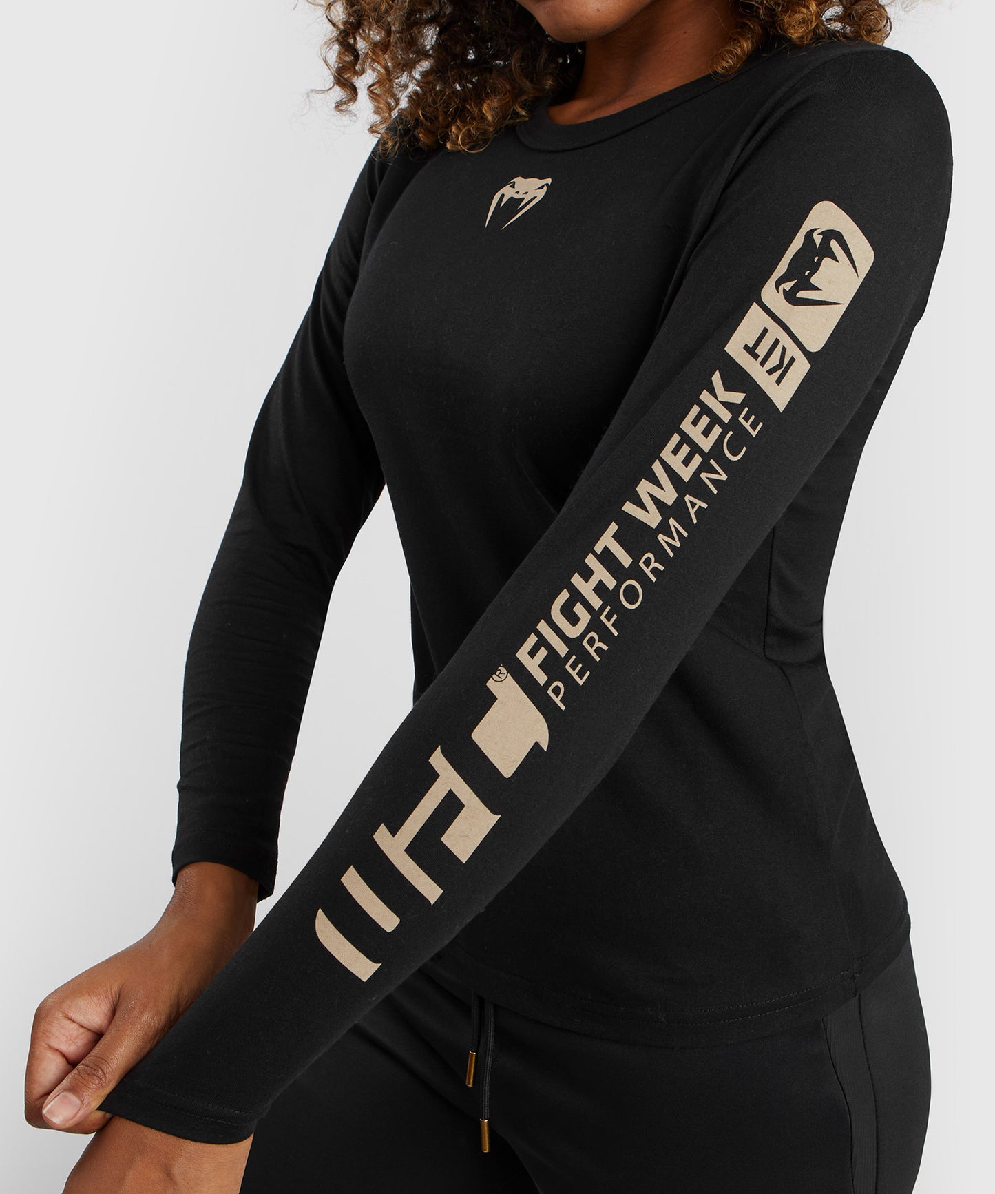 T-shirt à manches longues en coton pour Femmes UFC Adrenaline by Venum Fight Week - Noir