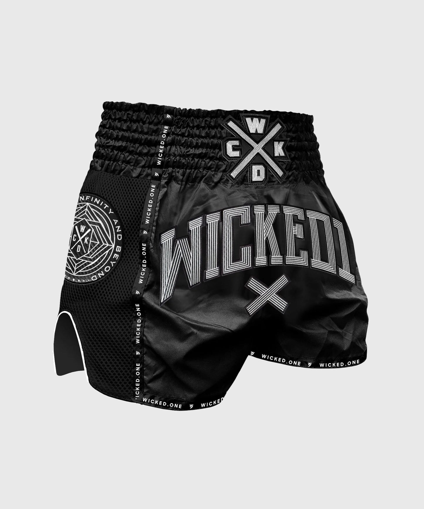 Wicked One Cross-Line Pantalones de Muay Thai - Negro