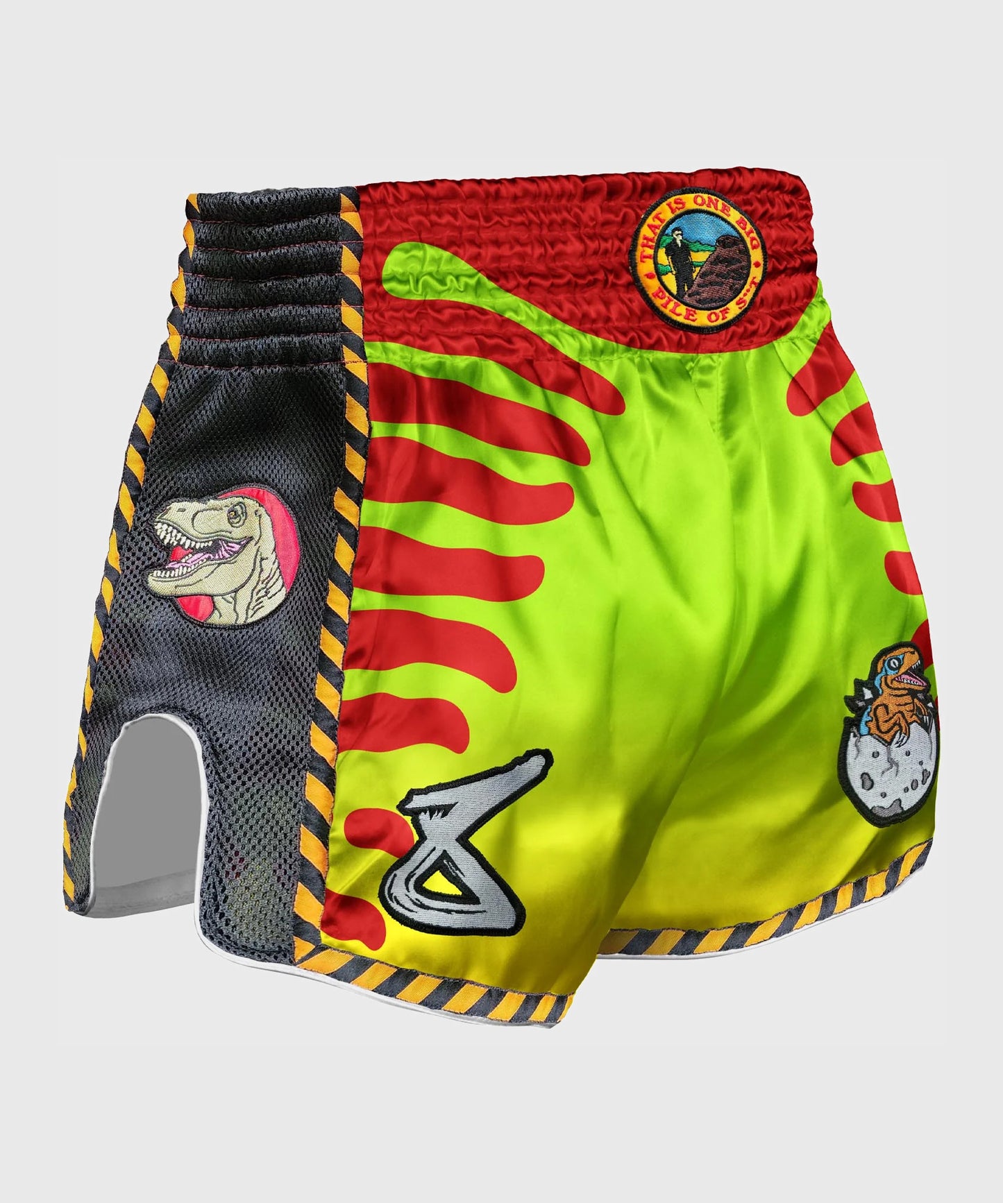Short De Muay Thai 8 Weapons Jurassic - Vert/Rouge