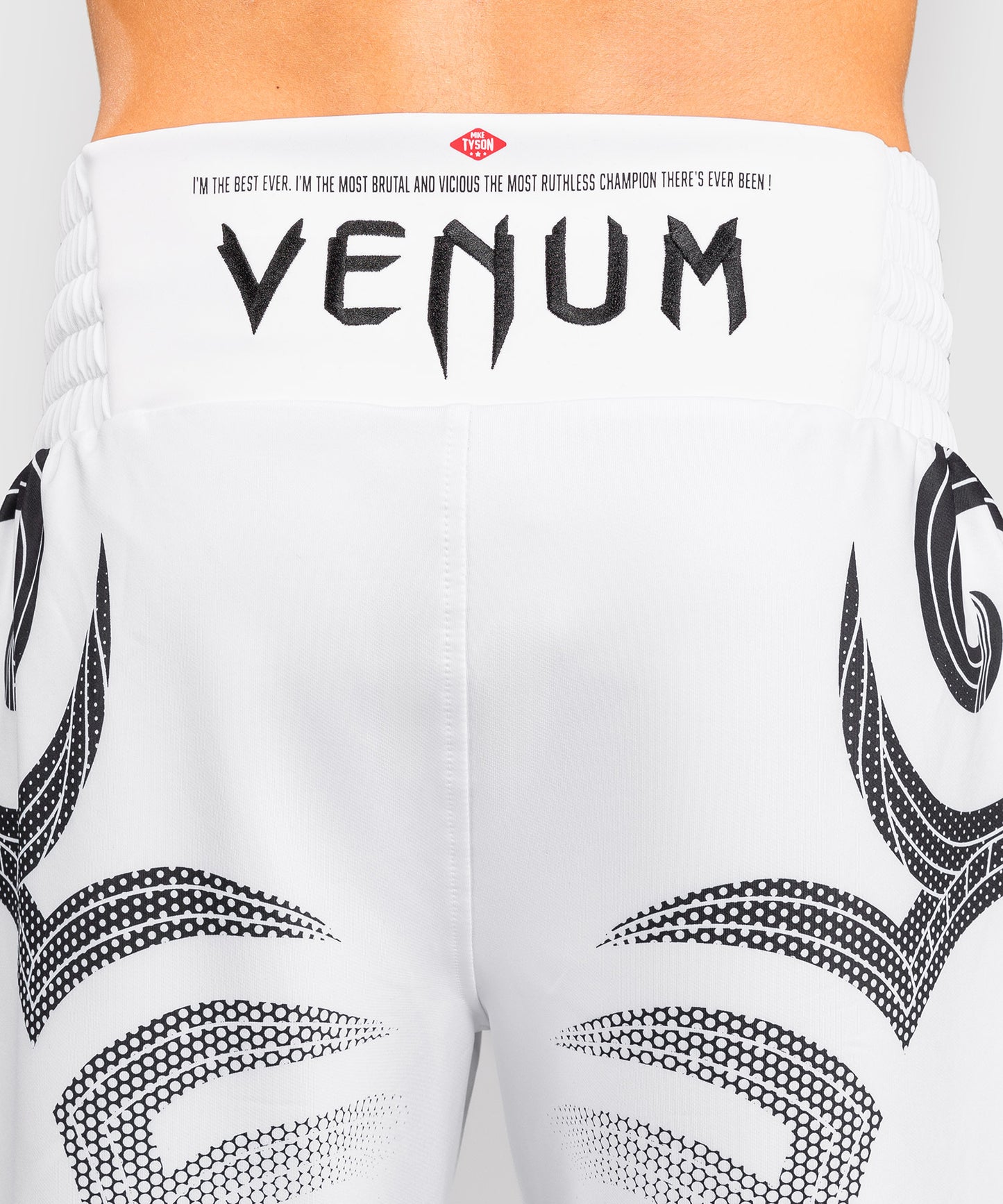 Venum x Mike Tyson Tiger Pantalones Cortos de Boxeo - Blanco Óptico/Negro Profundo