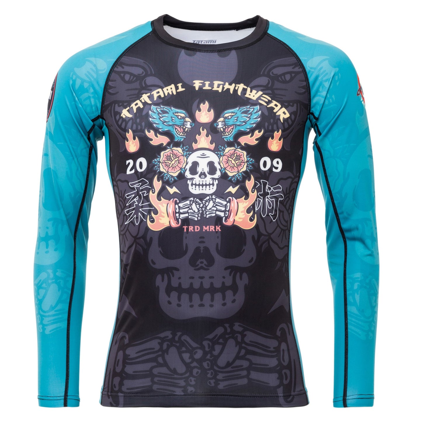 T-shirt de Compression Recyclé Eco Tech Tatami Fightwear Día de Los Muertos - Manches Longues - Noir/Bleu