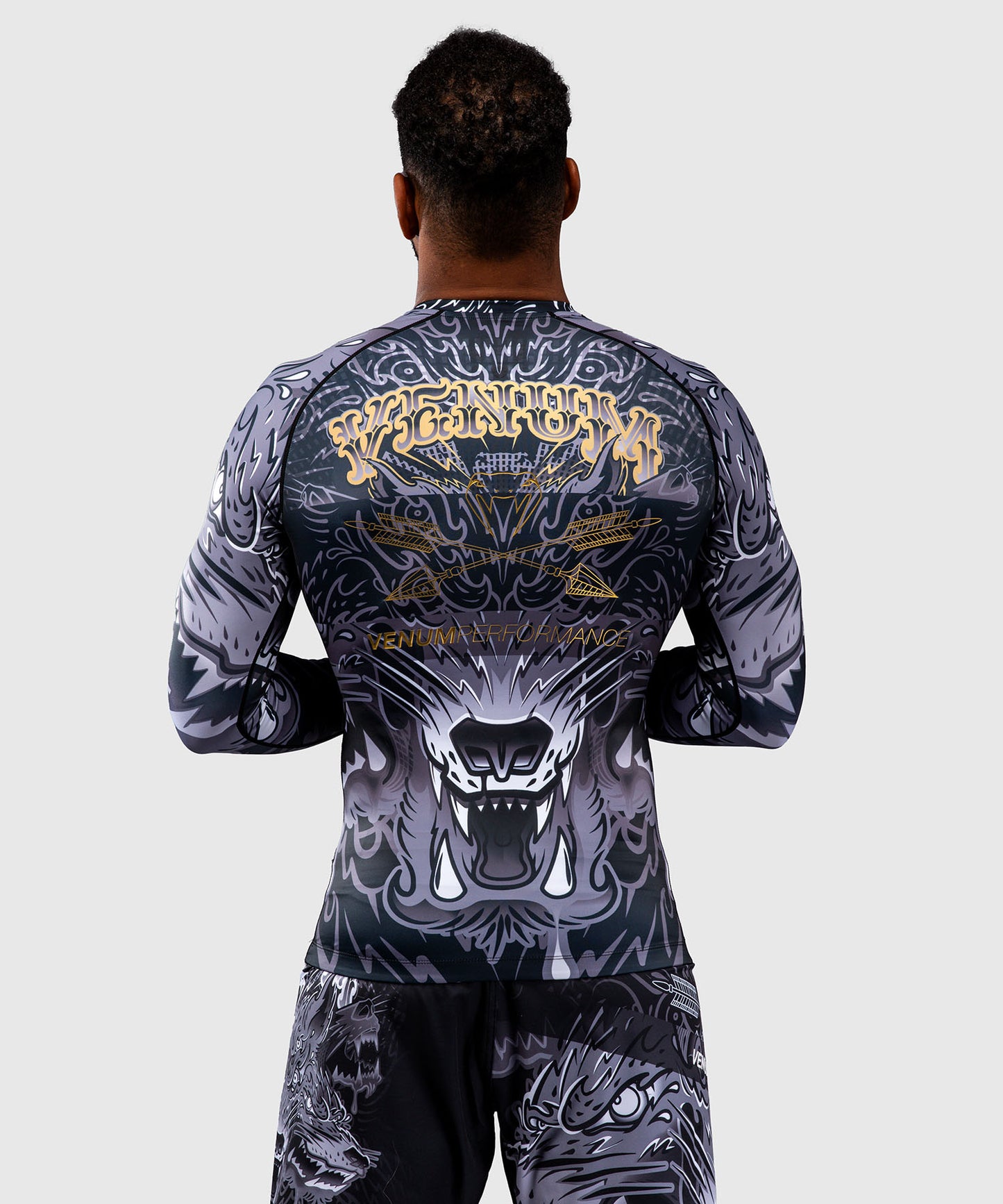 Venum Wolf Atak Langarm Rashguard – Schwarz/Grau