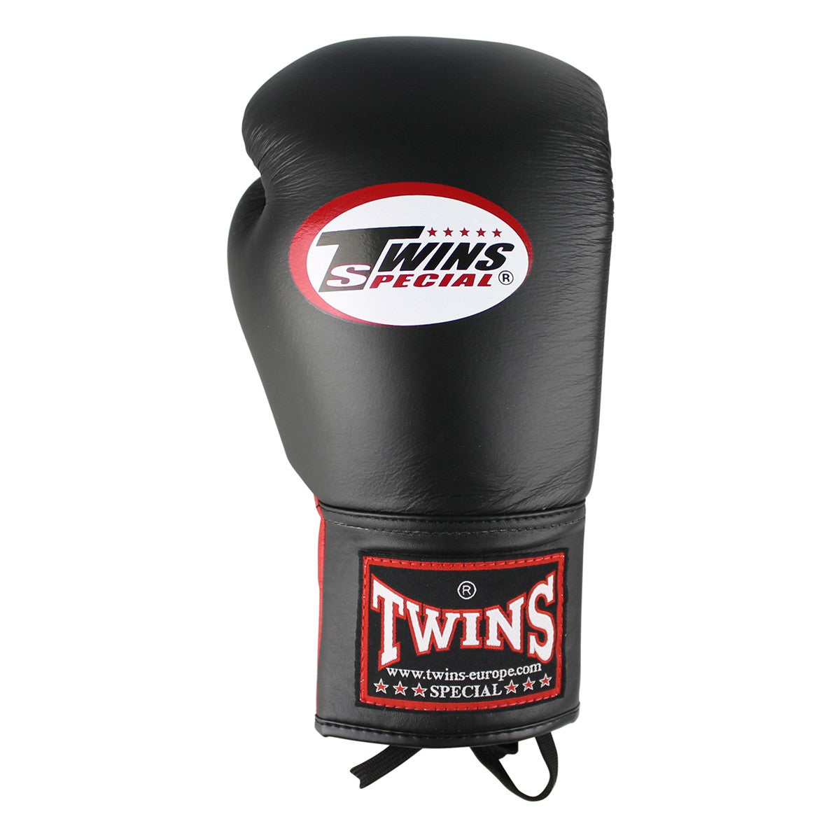 Twins BGLL-1 lace-up boxing gloves - Black/Red