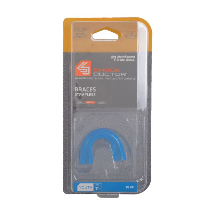 Protège-dents double Shock Doctor pour bagues dentaires - Bleu