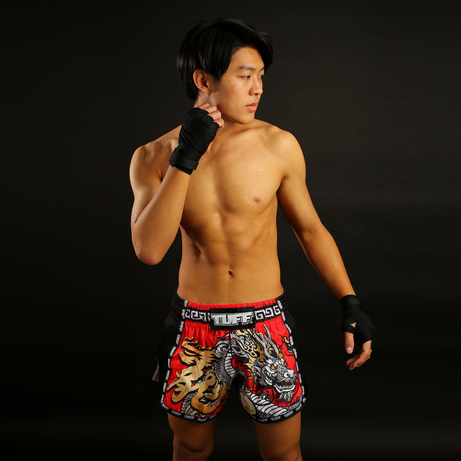 Tuff Retro Style Shorts de Muay Thai – Rojo