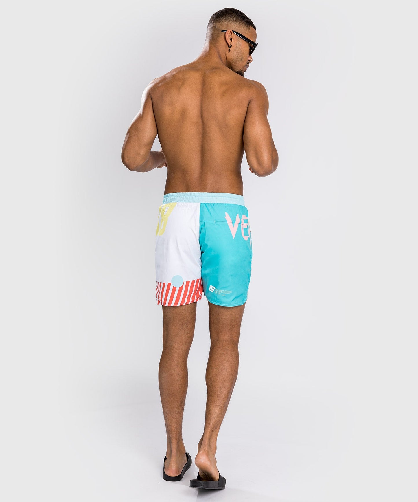 Venum Summer 88 Swim Shorts - Light Blue/Red Flame