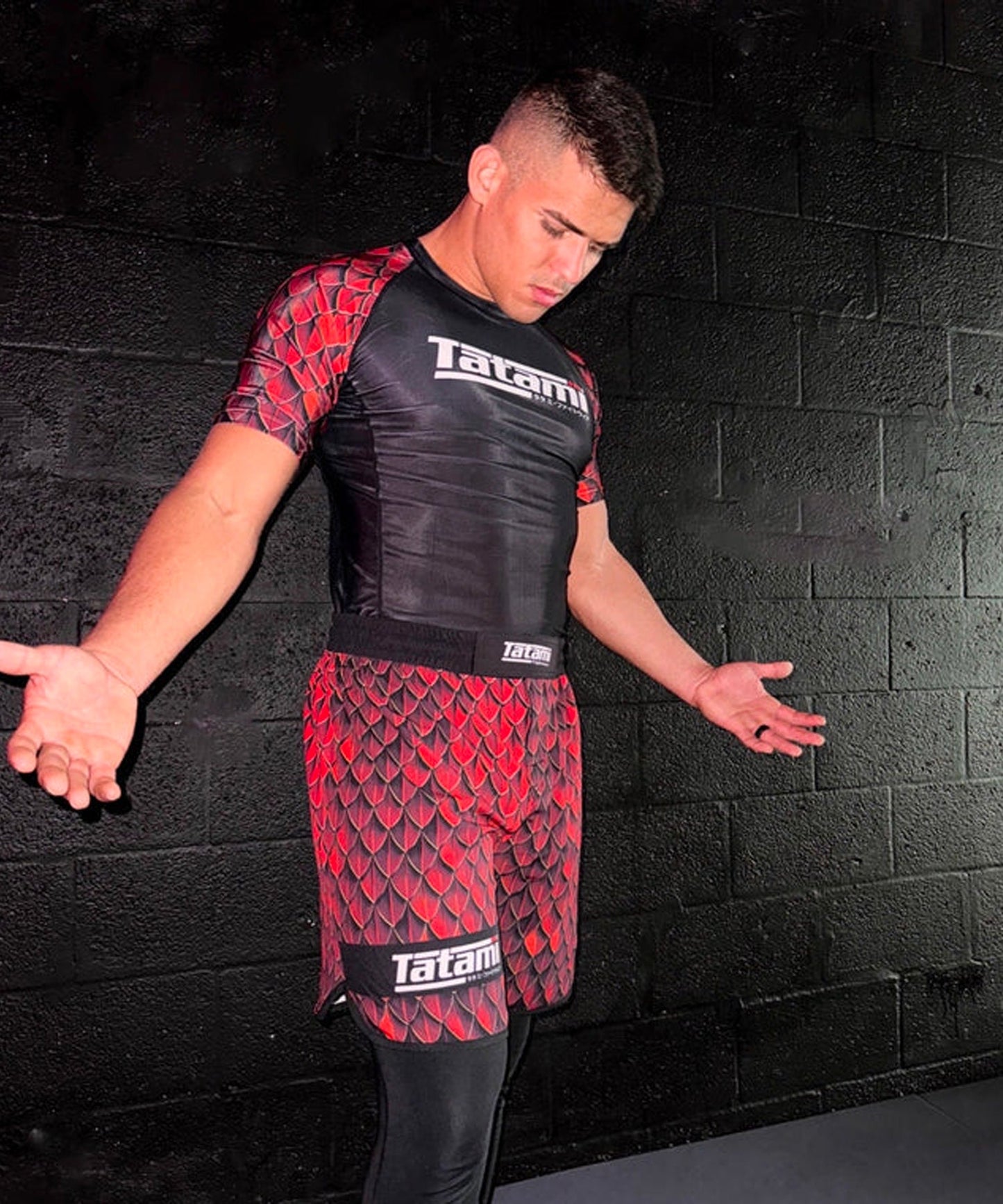 Rashguards À Manches Courtes Tatami Fightwear Recharge Dragon - Noir/Rouge