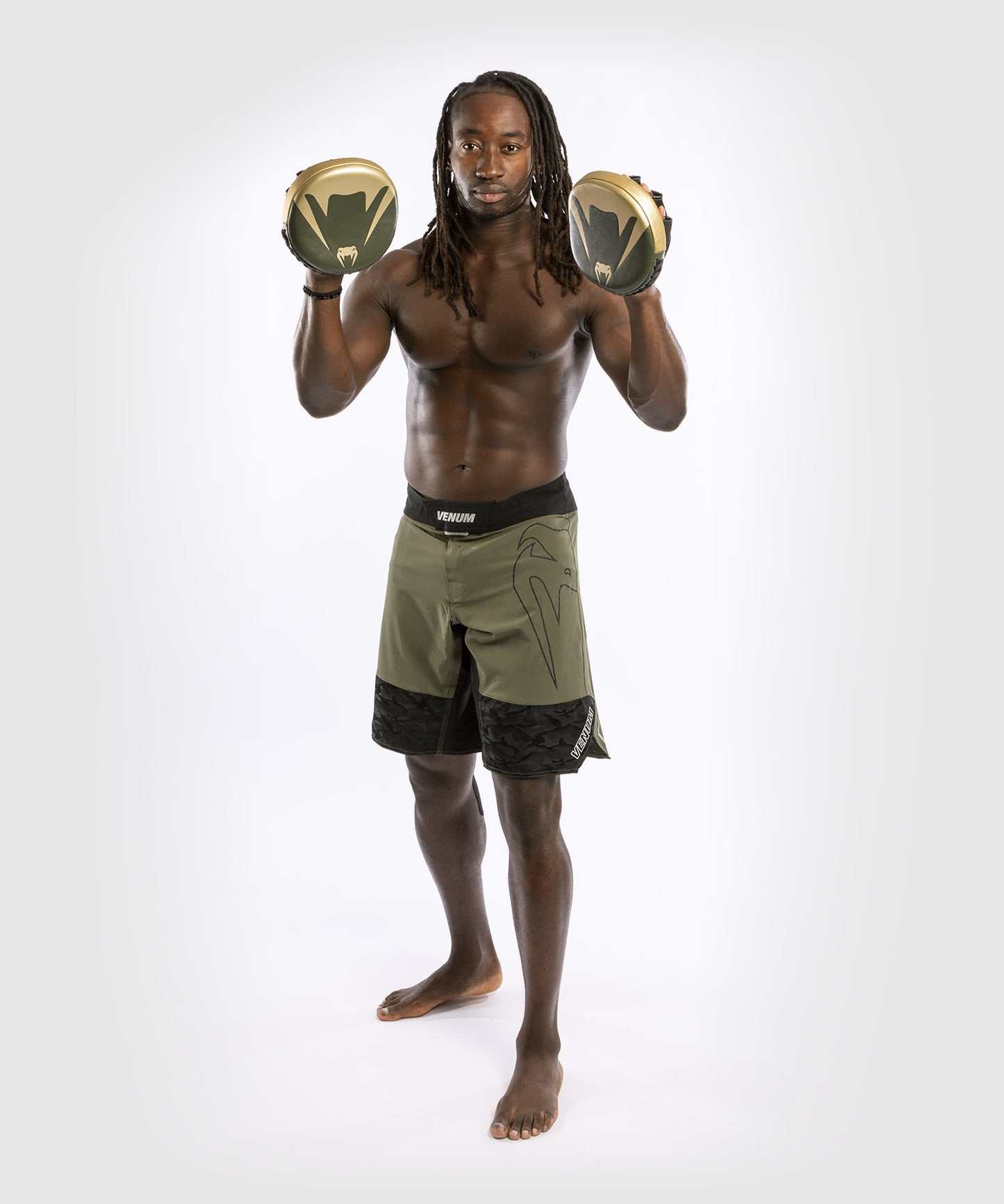 Venum Pro Boxing Mini Incurved Bear Paws (Per Pair) - Khaki/Gold