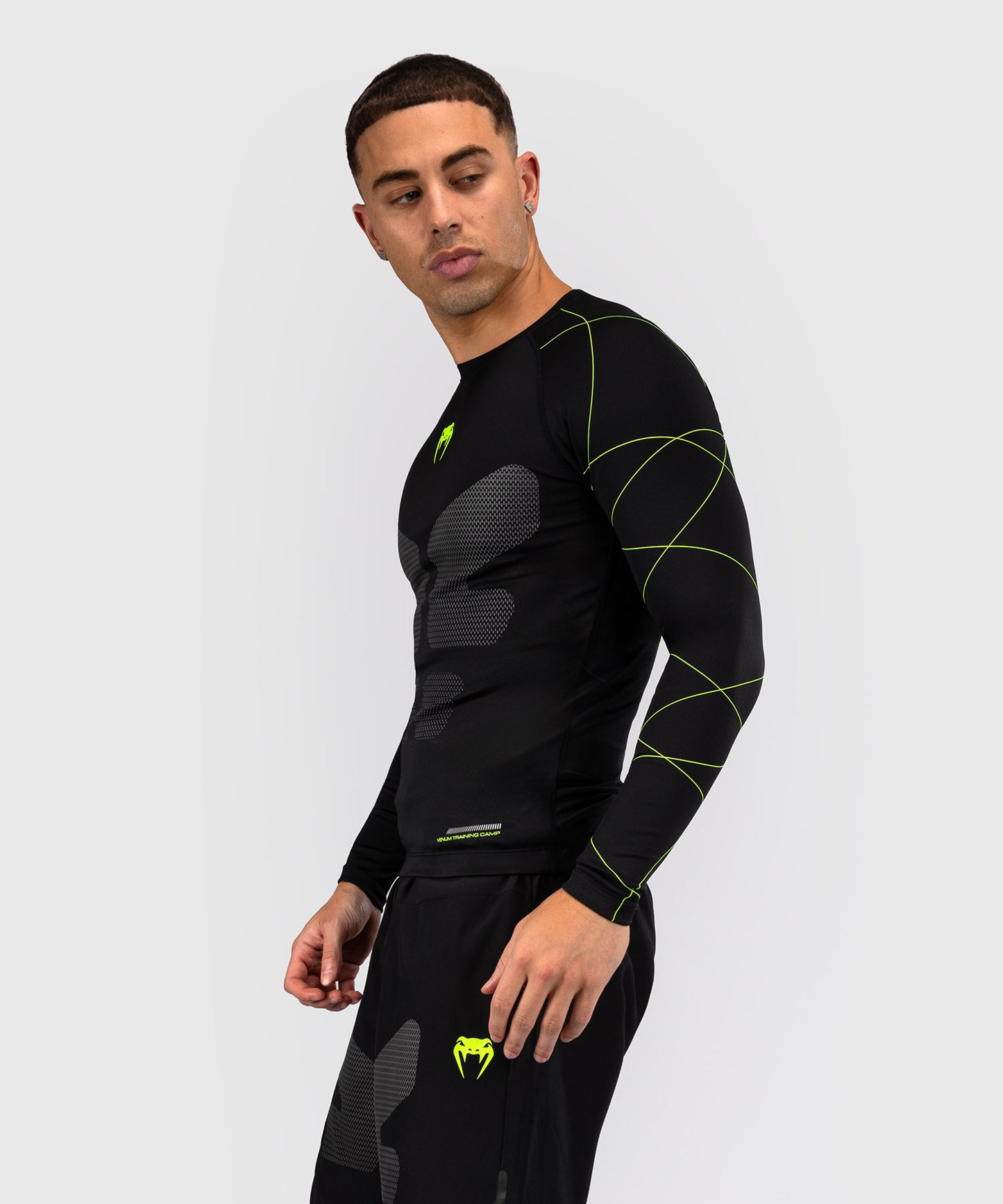 Venum Training Camp 4.0 Langarm-Rashguard - Schwarz/Leuchtgrün