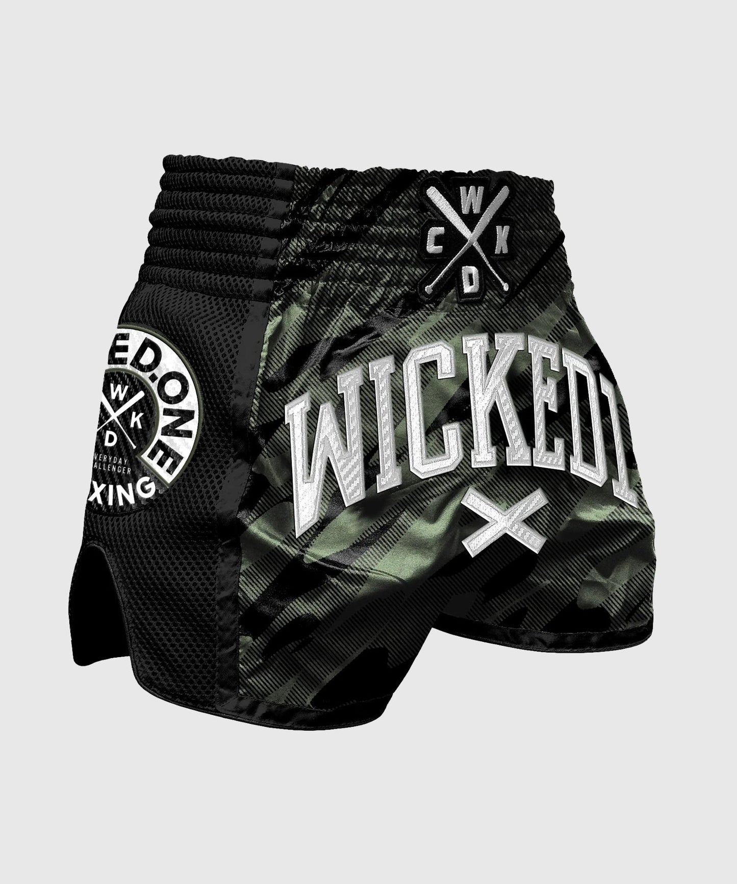 Wicked One Fury Pantalones de Muay Thai - Negro/Caqui
