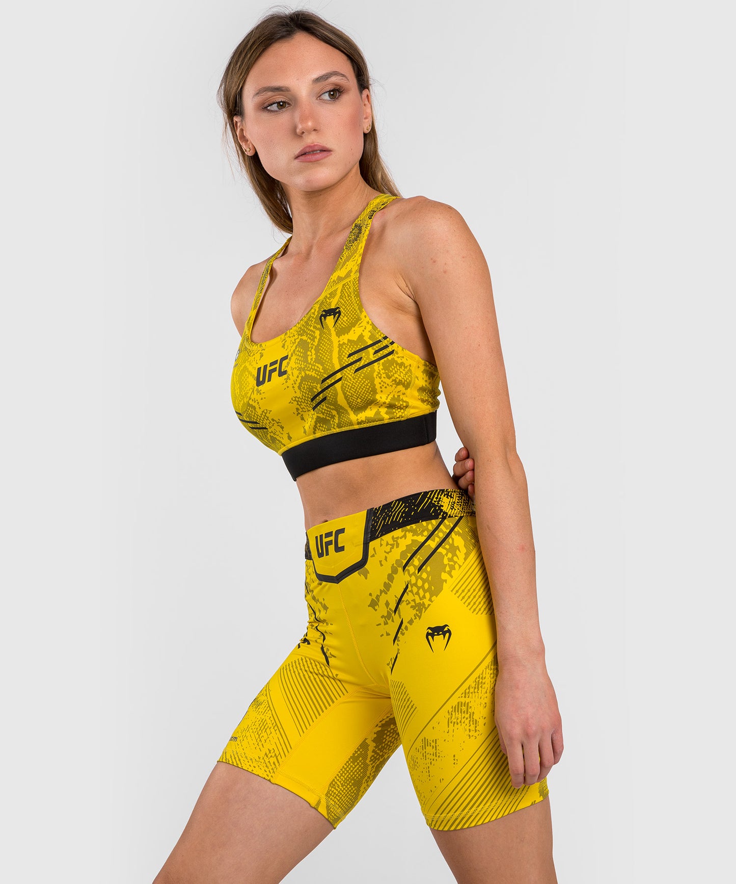 Short de compression Long Fit pour Femmes UFC Adrenaline by Venum Authentic Fight Night - Jaune