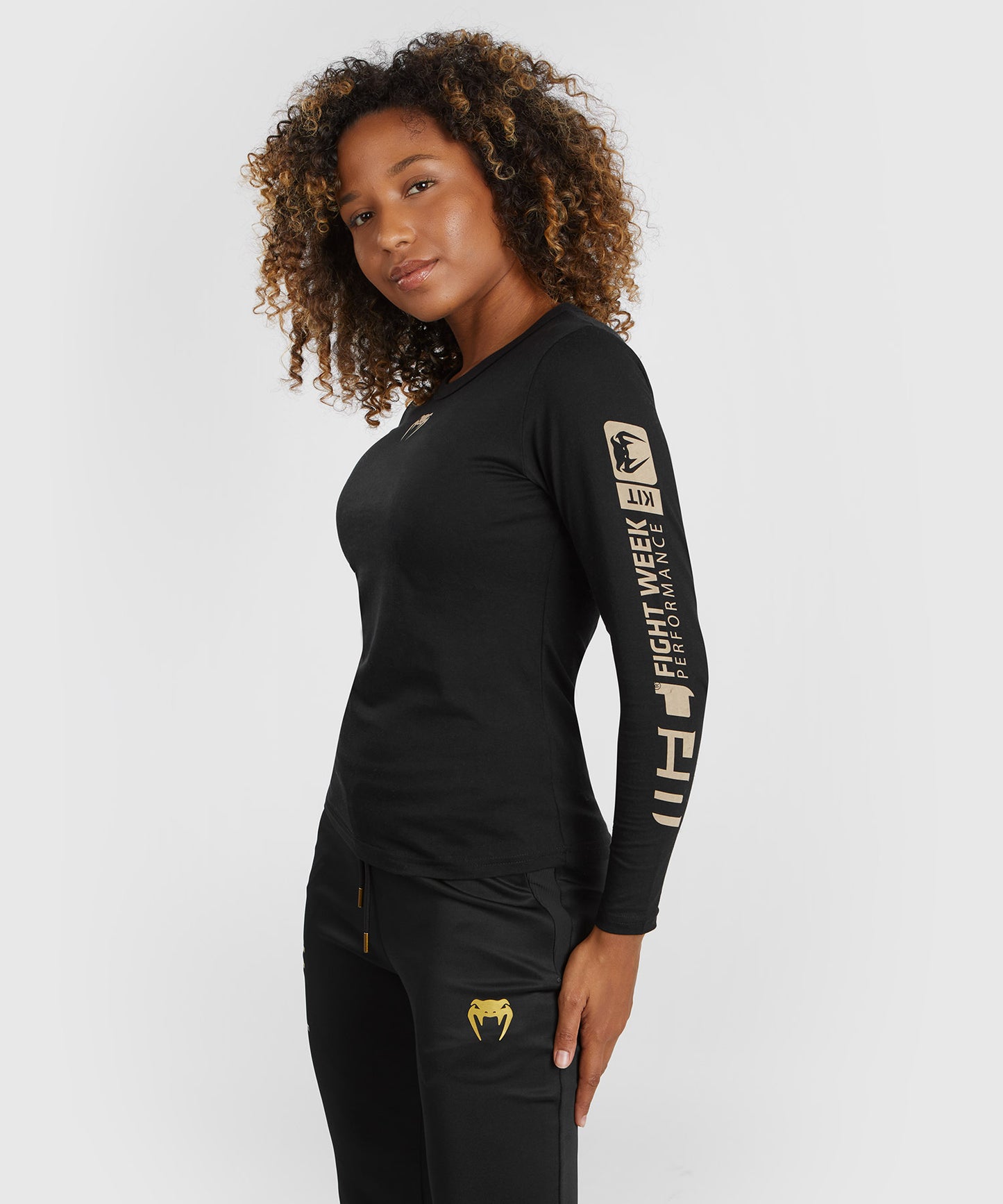 T-shirt à manches longues en coton pour Femmes UFC Adrenaline by Venum Fight Week - Noir