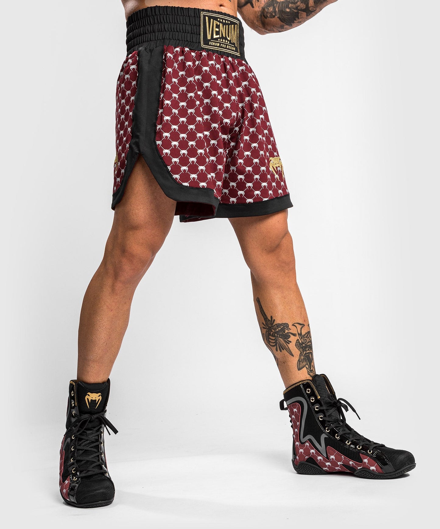 Venum Monogram Boxing Short - Black/Bordeaux