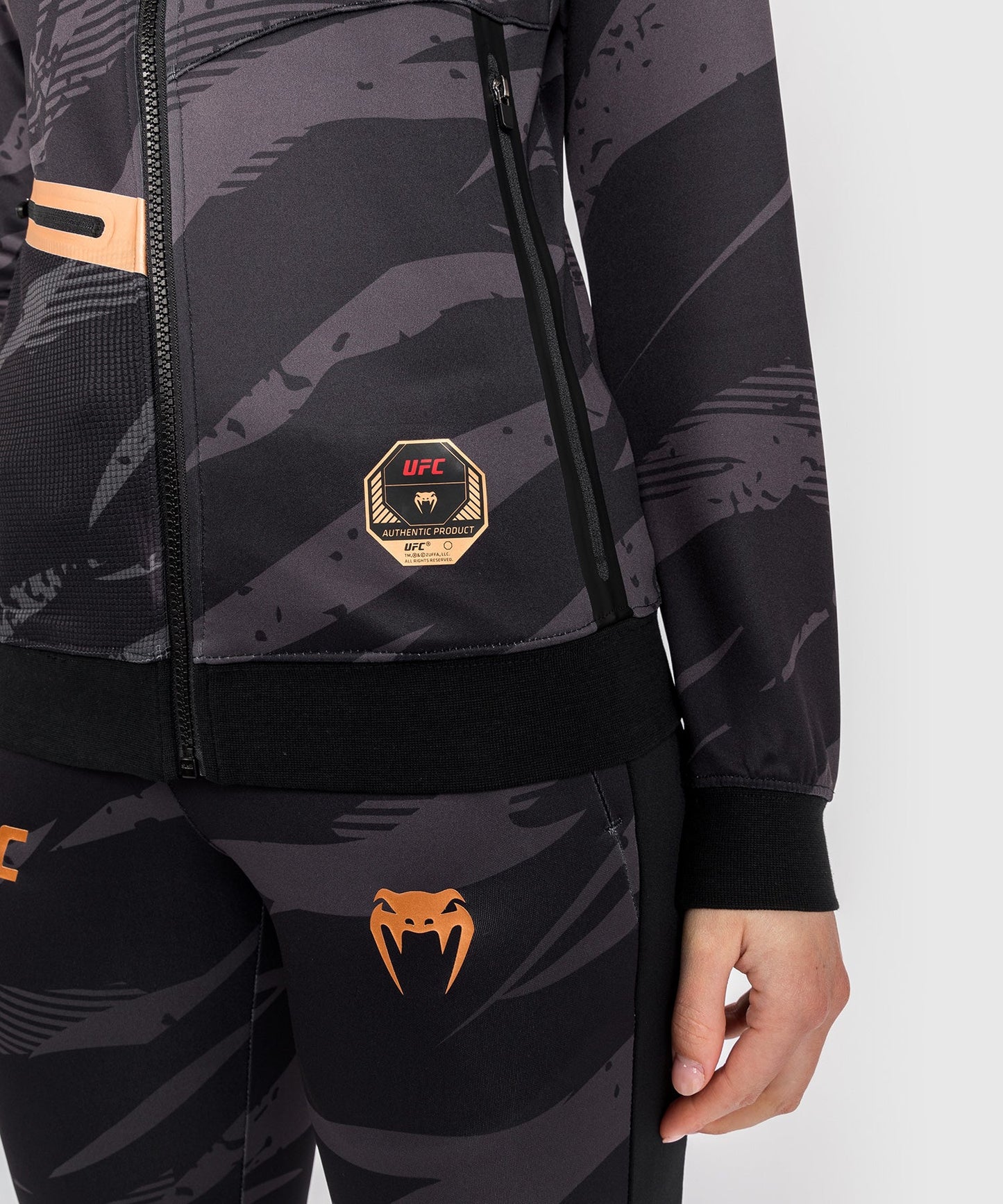 Women's Zipped Hooded Jacket UFC Adrenaline by Venum Fight Week - Urban Camo