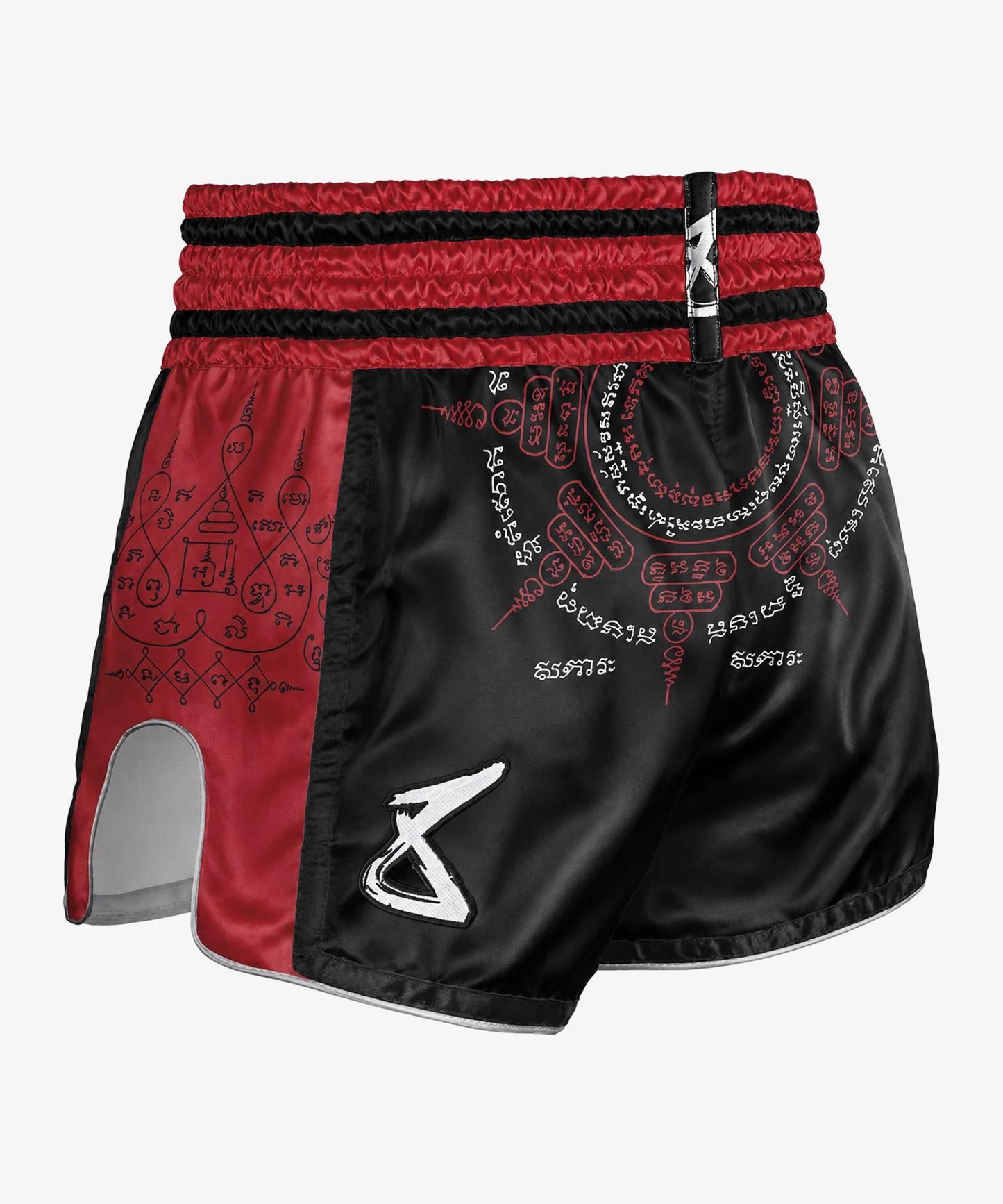 8 Weapons 8 Ways Yant 2.0 Pantaloncini da Muay Thai - Nero/Rosso
