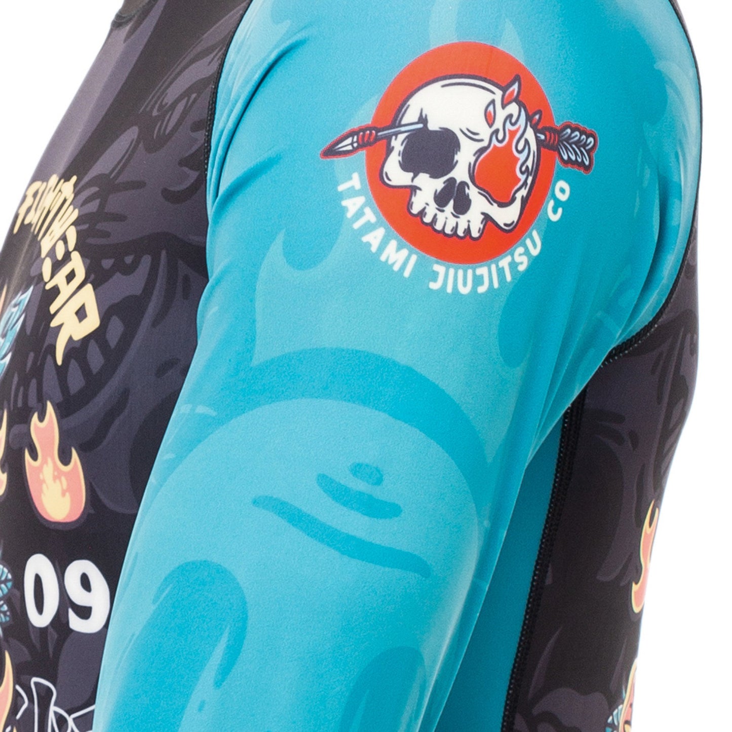 T-shirt de Compression Recyclé Eco Tech Tatami Fightwear Día de Los Muertos - Manches Longues - Noir/Bleu