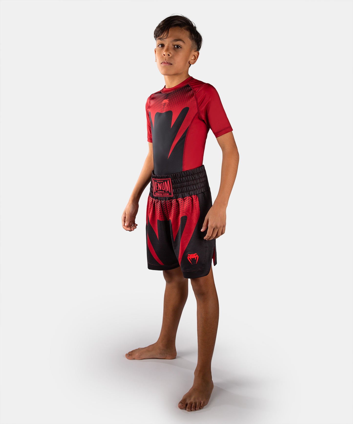 Short de Boxe Pour Enfant Venum Attack - Noir/Rouge
