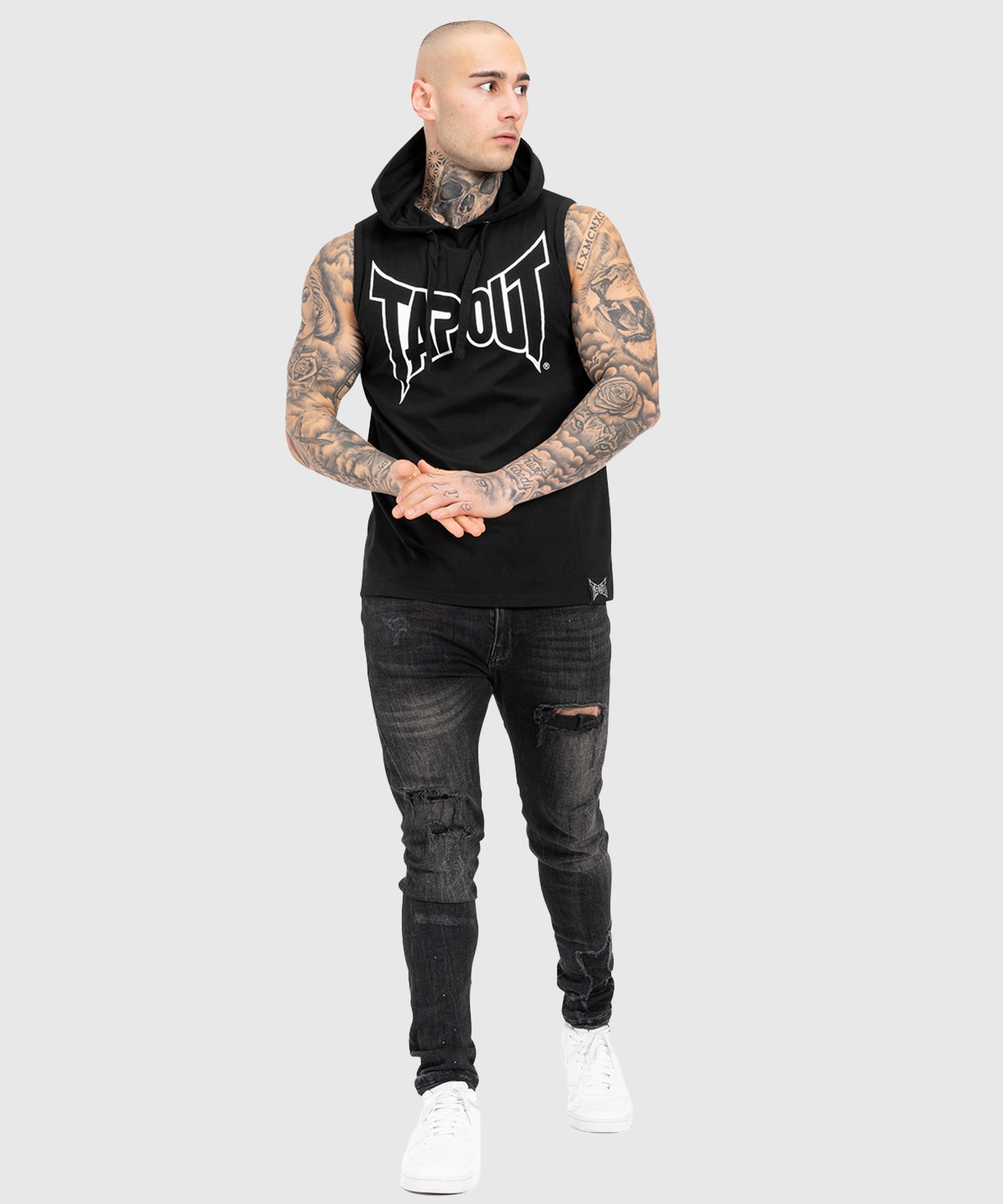 Tapout Alemada Sleeveless Hoodie - Black/White