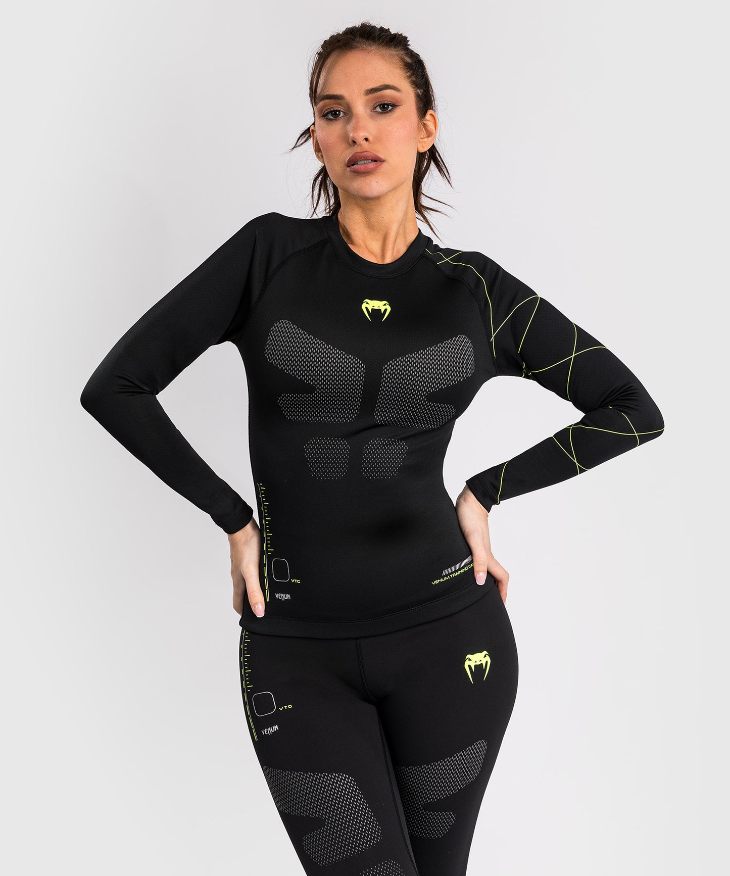 Rashguard Manches Longues Venum Training Camp 4.0 - Noir/Vert Fluo