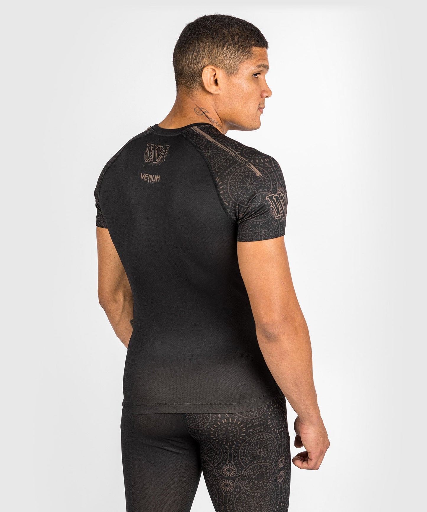 Santa Muerte Dark Side Venum Rashguard - short sleeves - Black/Brown