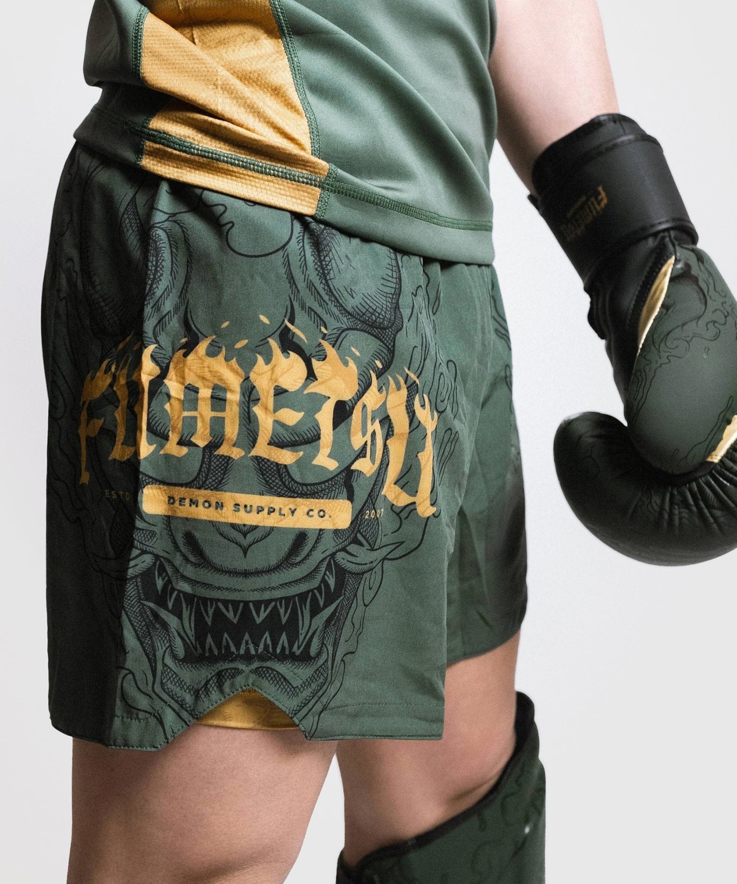 Fightshort Fumetsu Dual Layer Oni - Khaki/Gold/Black