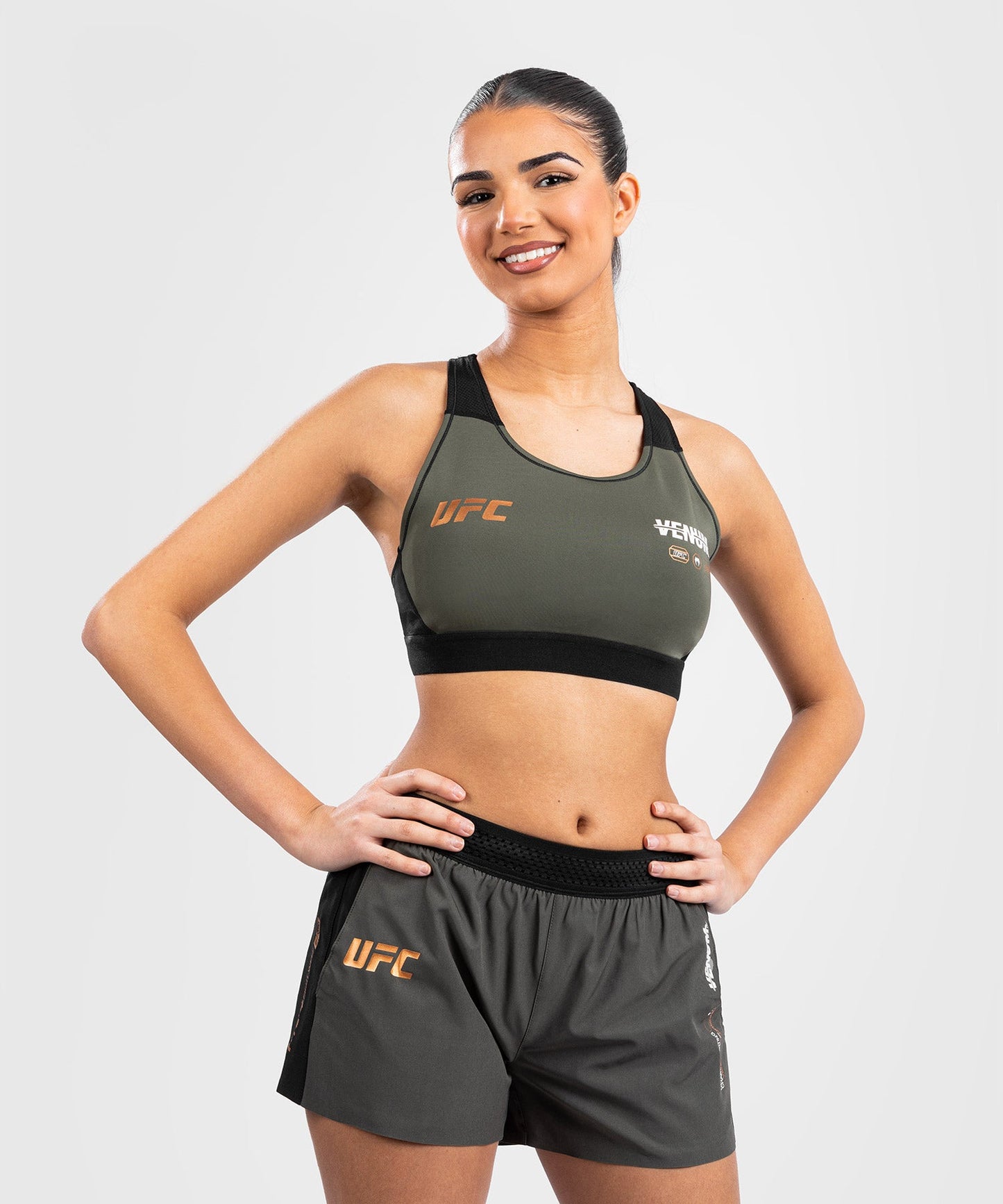 Brassière de sport pour Femmes UFC Adrenaline by Venum Fight Week - Khaki/Bronze